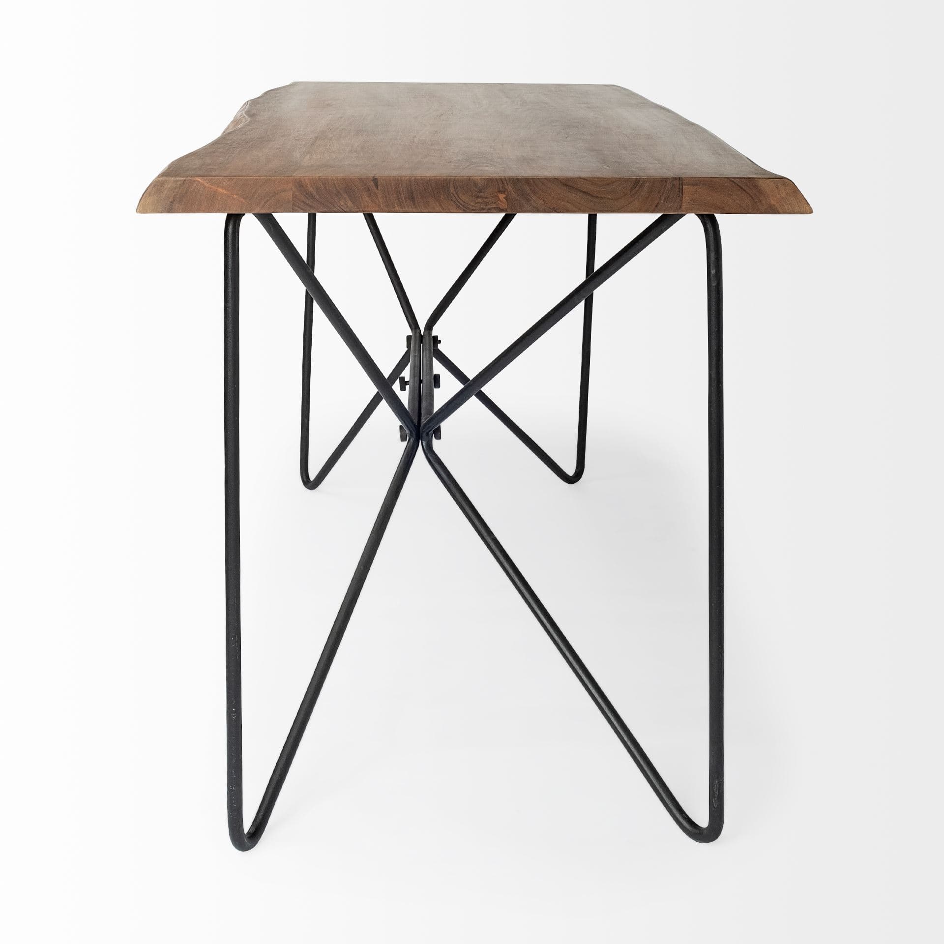 Papillion IV 60L x 26W Natural Solid Wood and Live Edge Iron Office Desk — product photograph