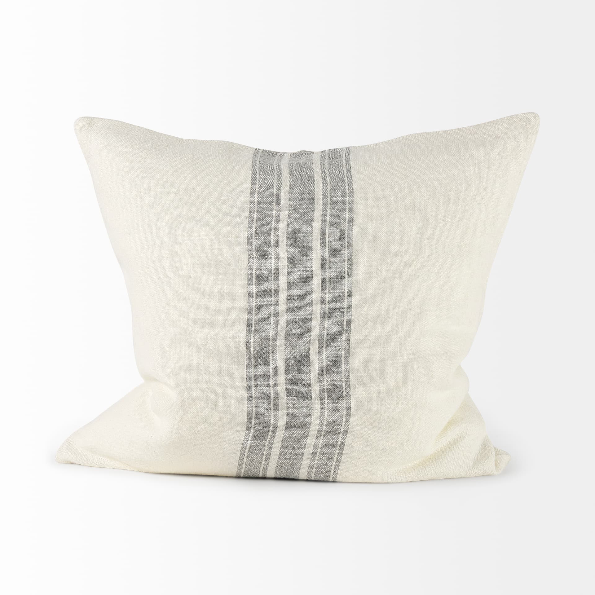 Patrice 22x22 Cream With Gray Stripes Pillow Cover w/Filler — product photograph
