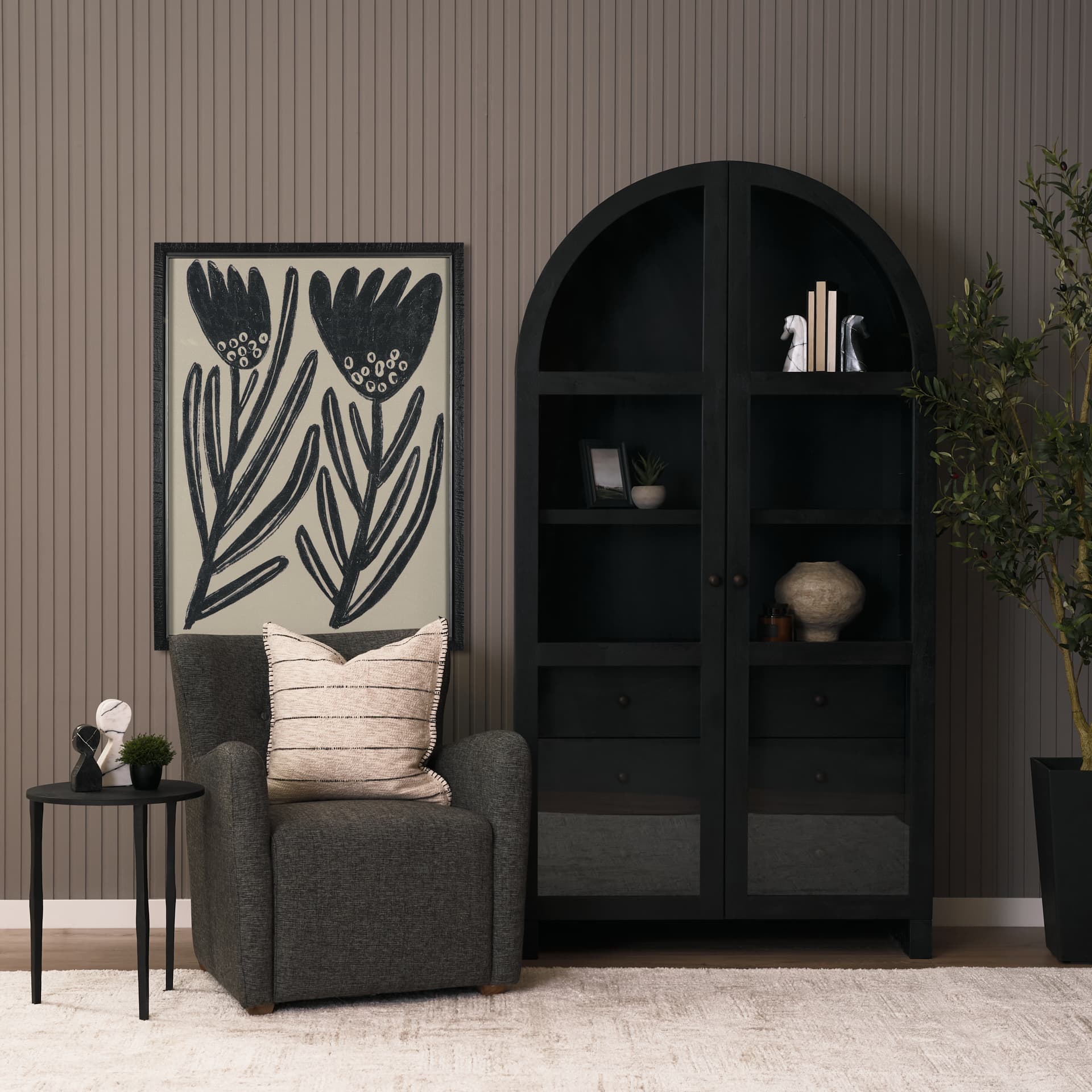 Timothy 16.0L x 16.0W X 20.0H Ebony Black Iron Side Table — product photograph