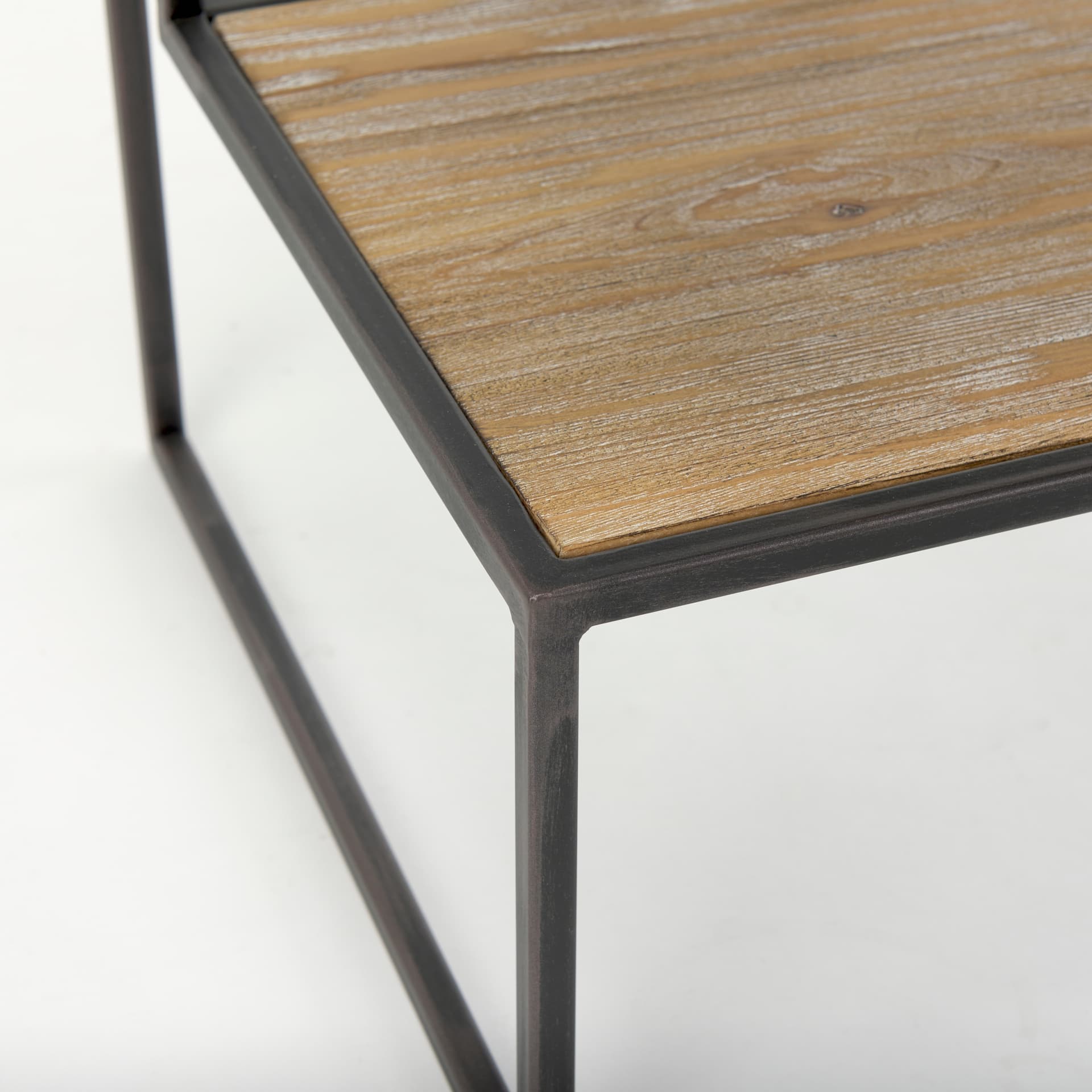 Ronin 22"H Square 2-Tier Wood w/ Black Metal Accent Table — product photograph