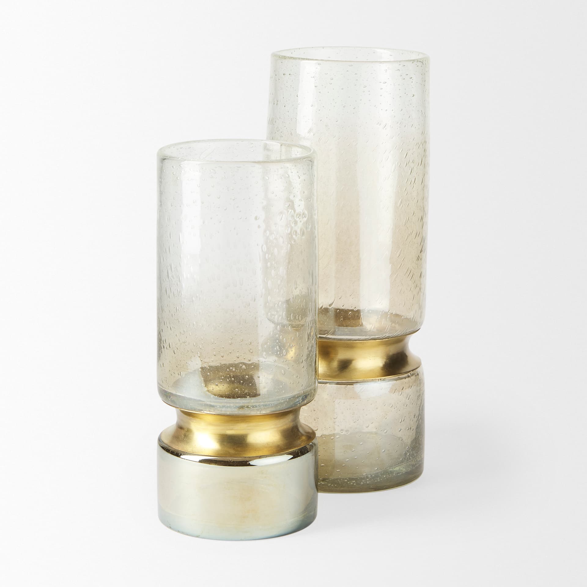 Adriatic I Small Brushed Gold Metal Glass Vase — product photograph