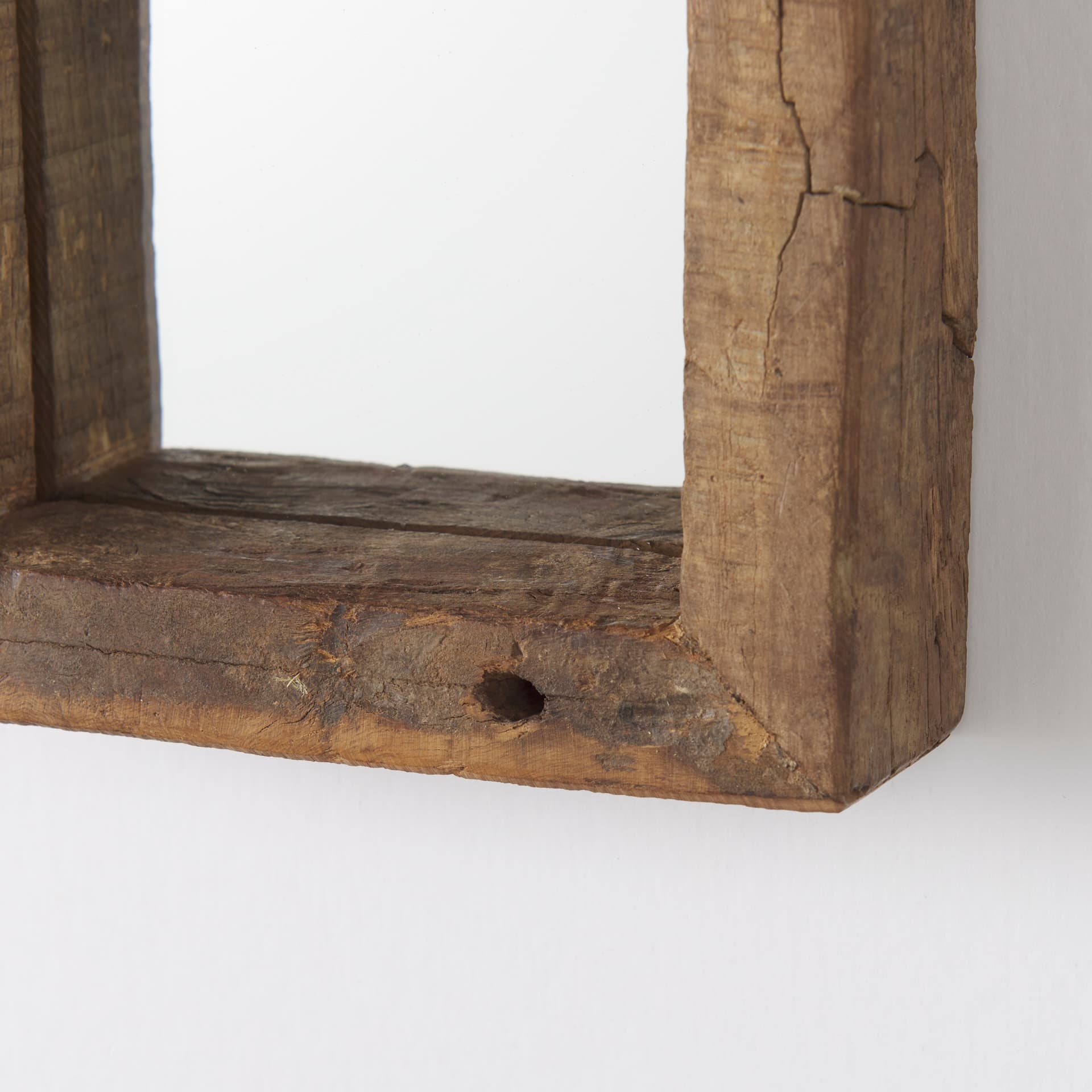Gervaise 12L x 2W x7H Small Brown Wood Frame Rectangular Wall Mirror — product photograph