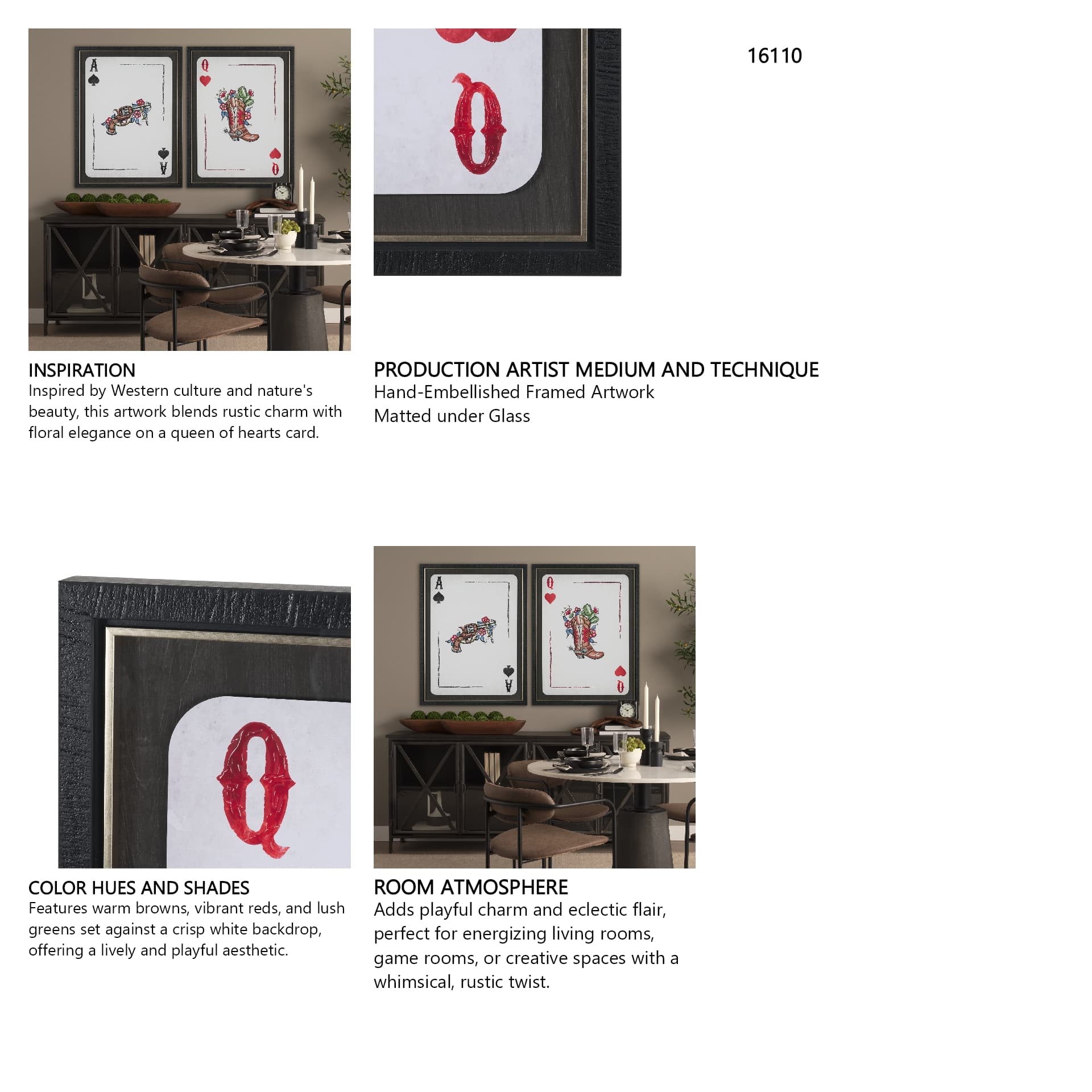 Wild West II by Mercana Studio Hand-Embellished Framed Artwork Matted under Glass — in a styled room