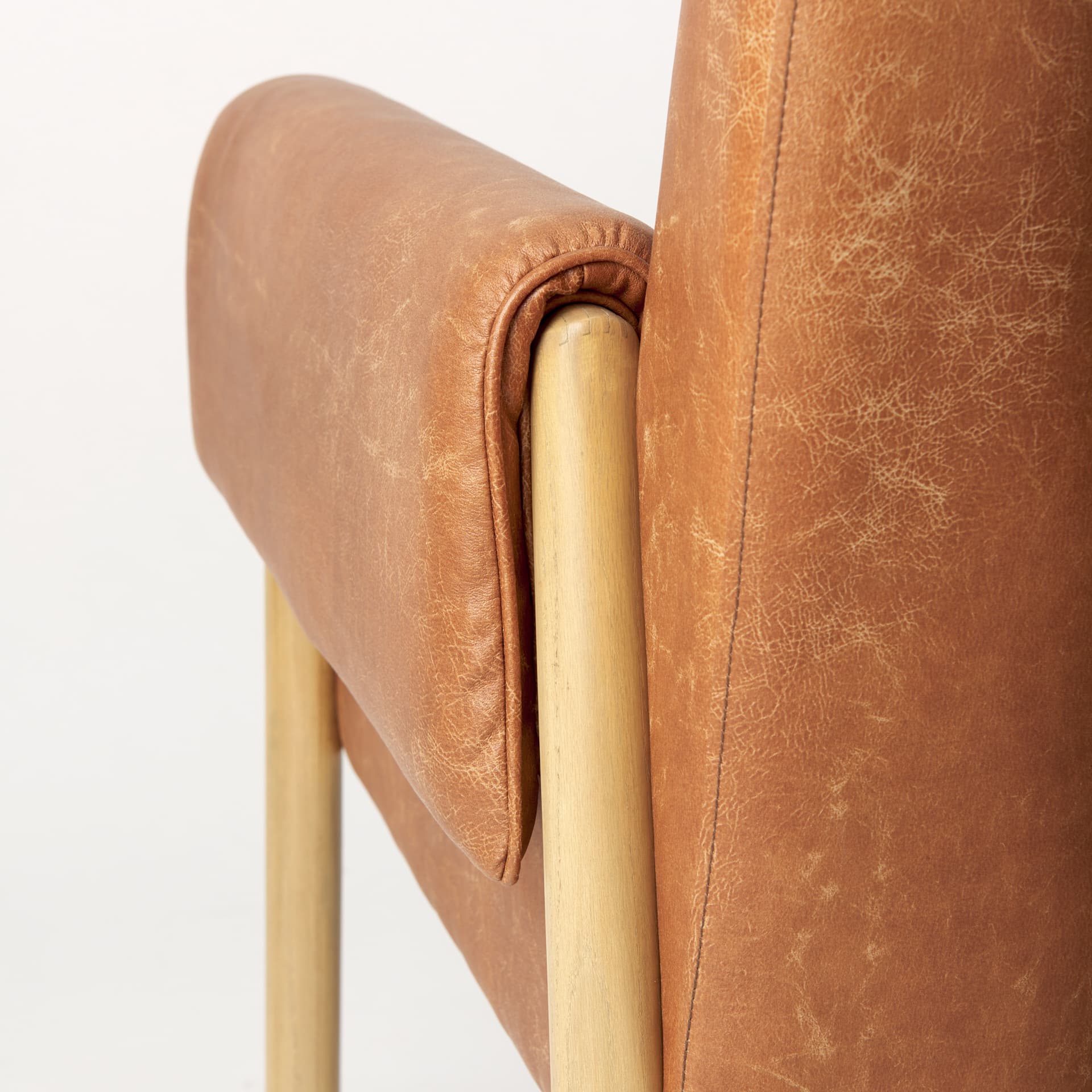 Ashton Brown Vegan Leather w/ Light Wood Accent Chair — product photograph