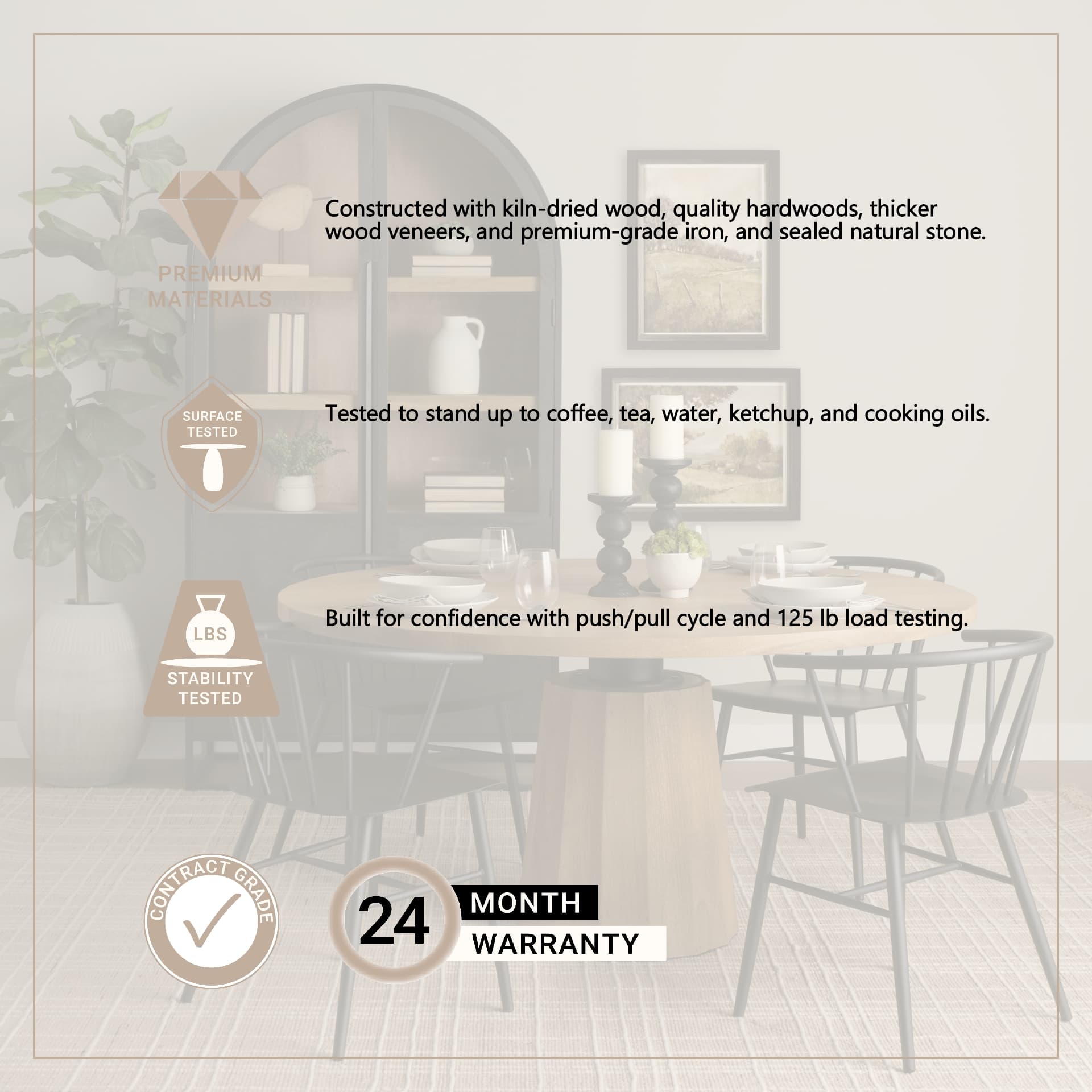 Swanson 60" Round Pedestal Dining Table | Modern | Light Brown Wood | Seats 6 — product photograph