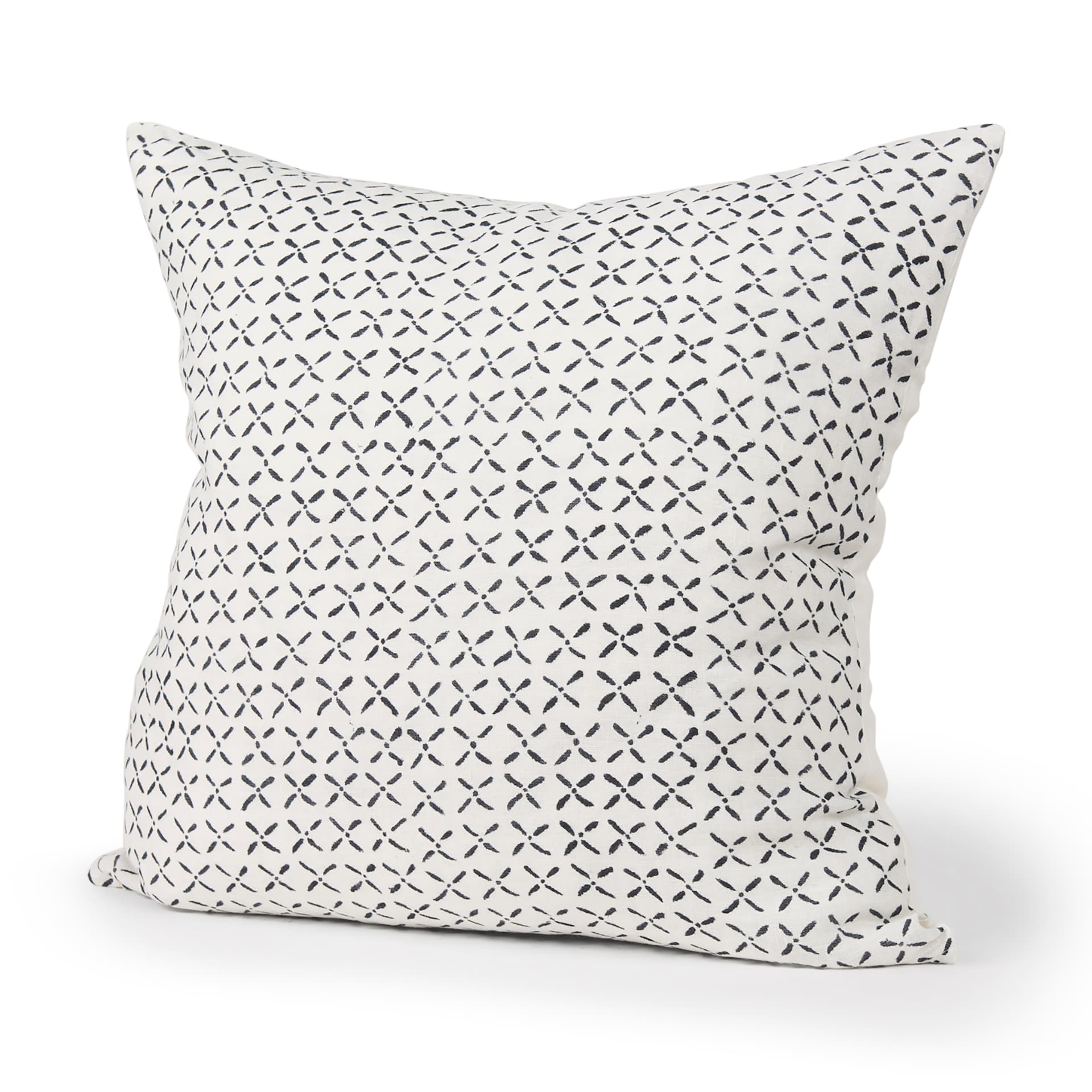Jayden 22x22 Cream w/ Black Print Linen Square Pillow Cover — product photograph