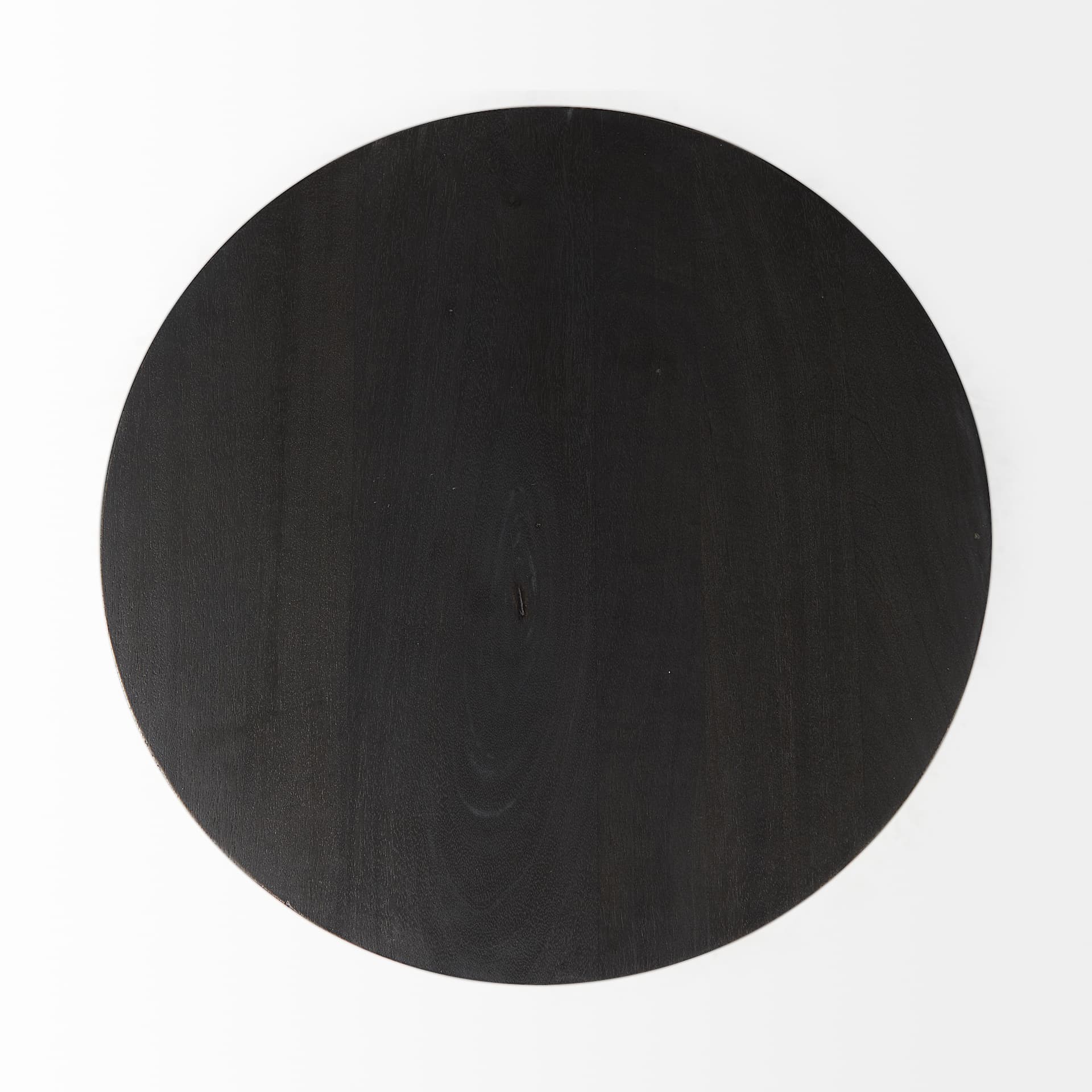 Maxwell 20" Round Dark Brown Wood w/ Black Metal Pedestal Side Table — product photograph