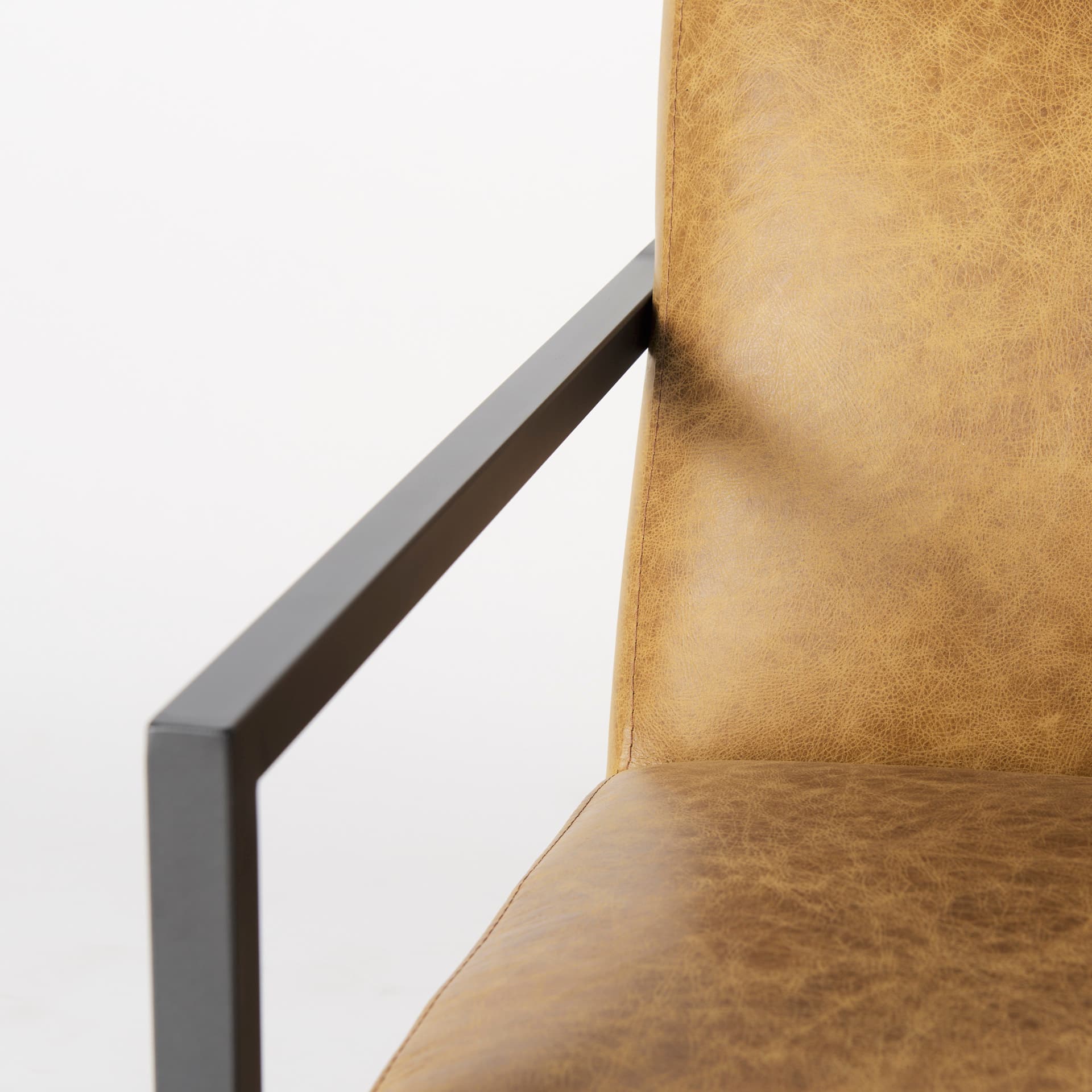 Armelle II Brown Leather Seat w/Gray Metal Frame Accent Chair — product photograph