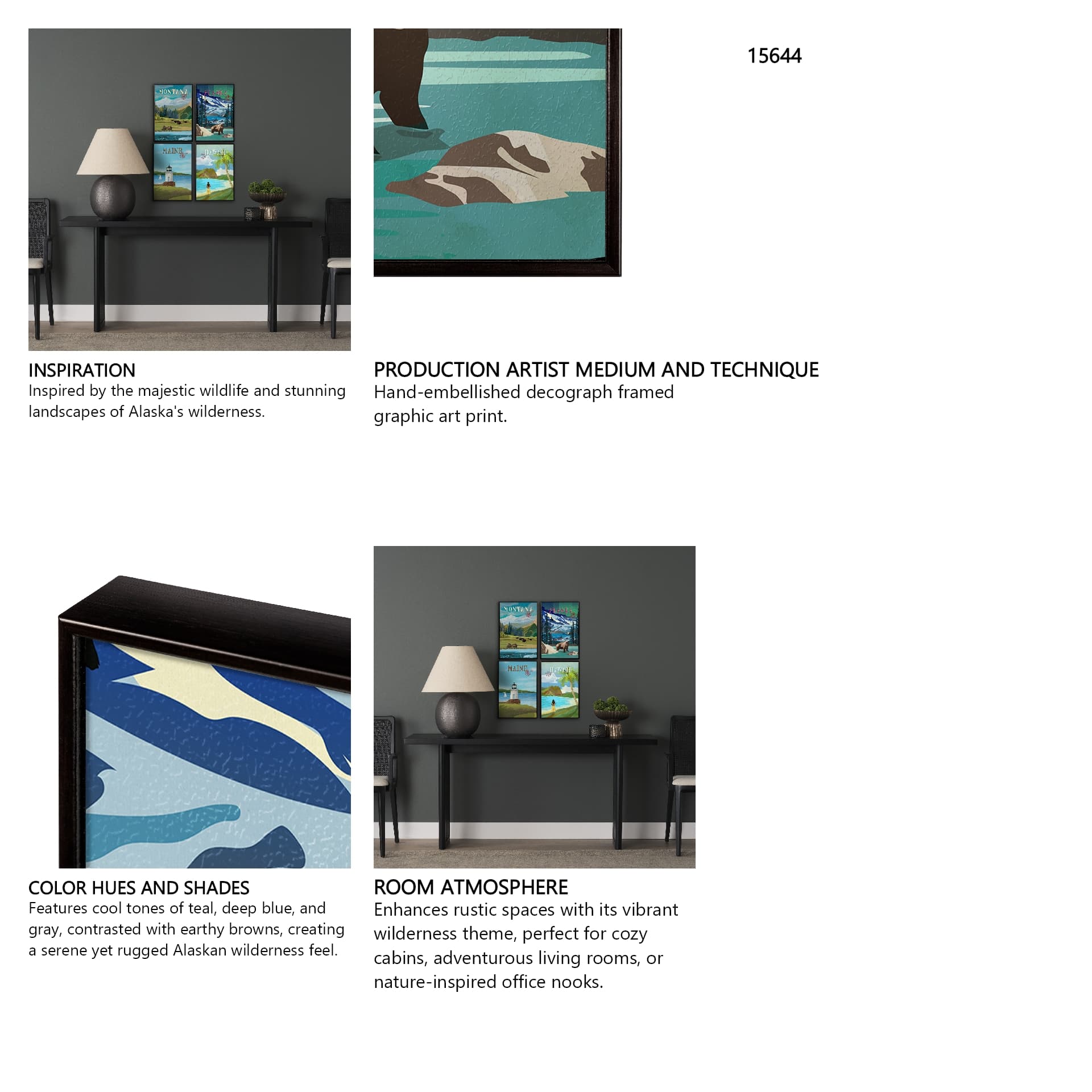 Alaska Go USA (SM) by Mercana Studio a Hand Embellished Decograph Framed Art Print — in a styled room