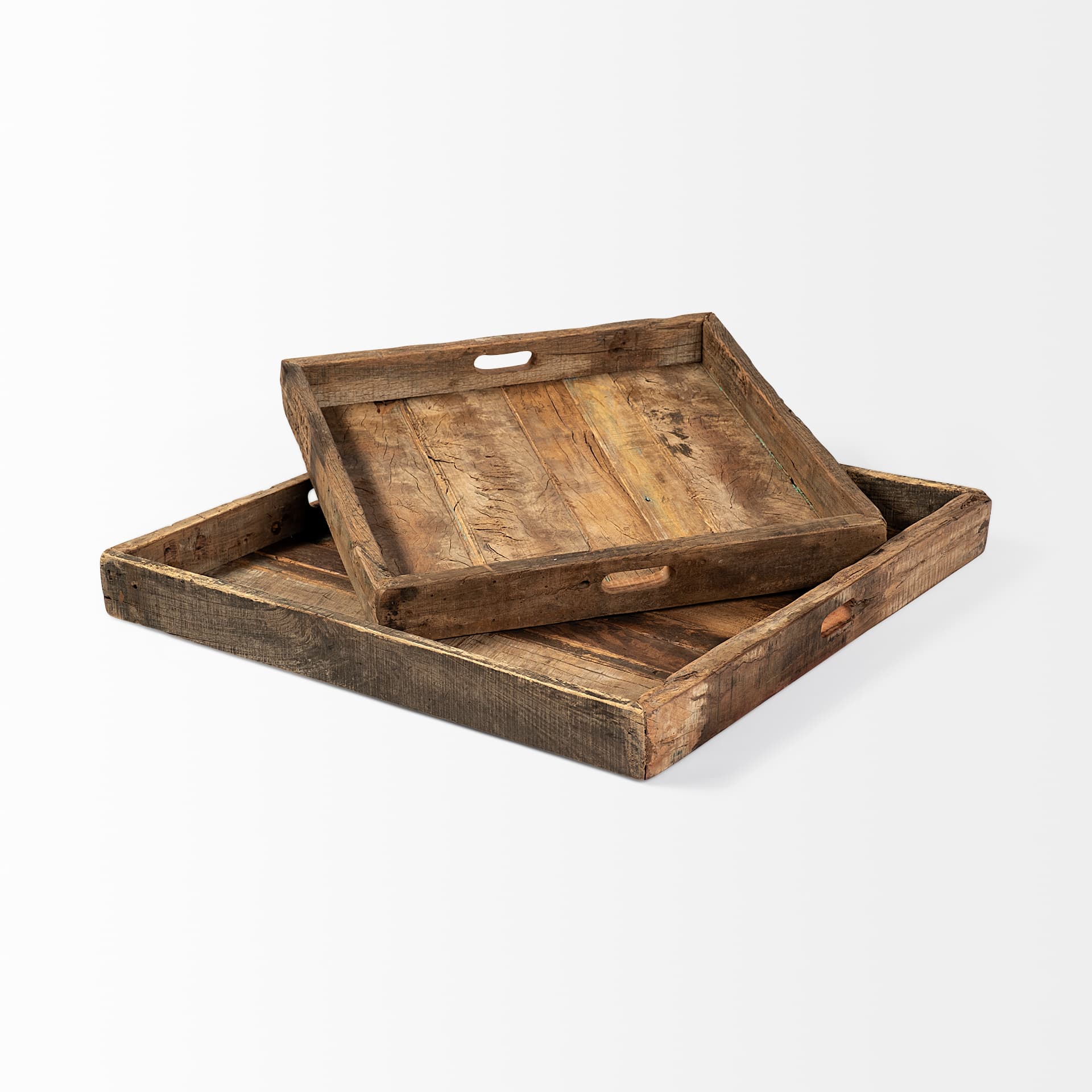 Carson (Small) 24L x 24W Brown Reclaimed Wood Tray — product photograph