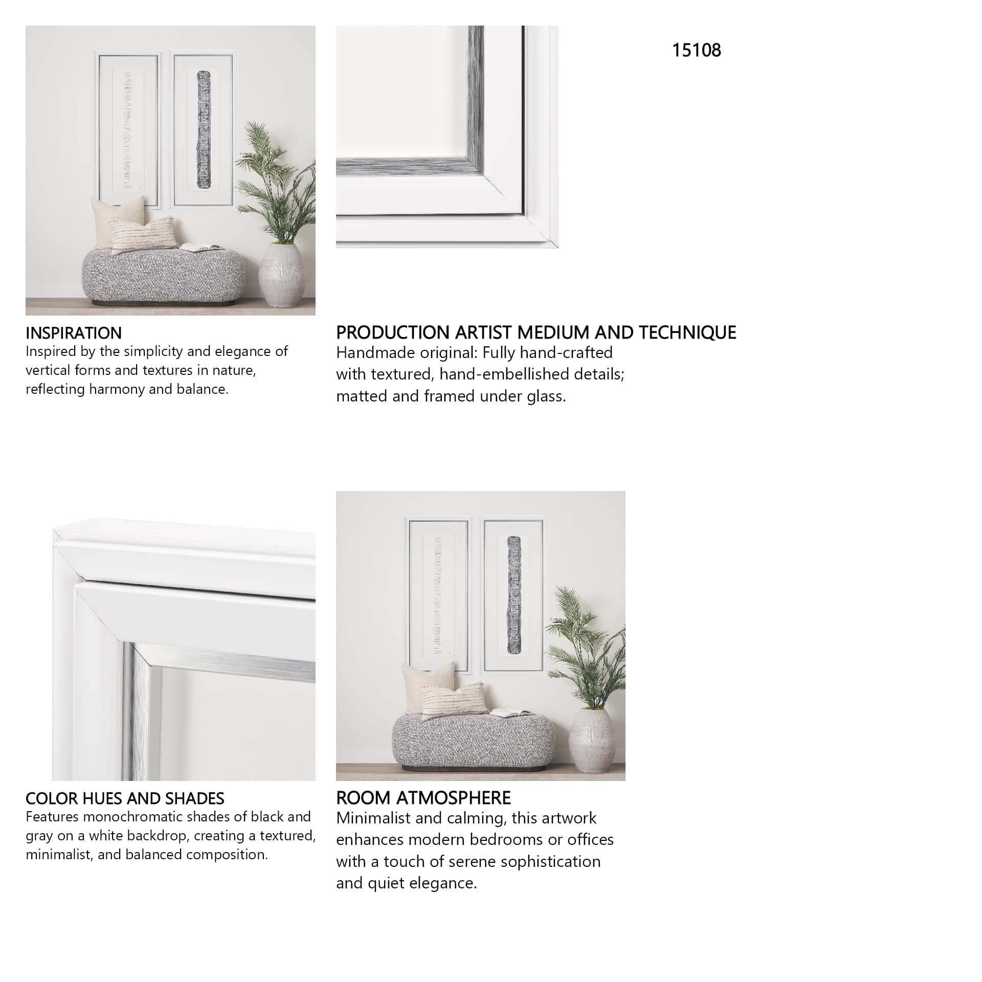 Random Lines Silver Flood by Studio M a Handmade Original Framed Artwork under Glass — in a styled room