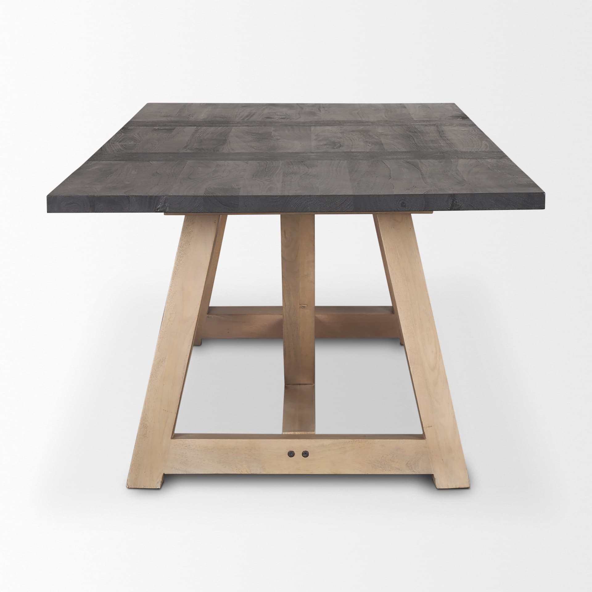 Rialto 96"L x 42"W Trestle Dining Table | Modern | Black-Brown Wood & Light Brown Wood | Seats 8 — product photograph