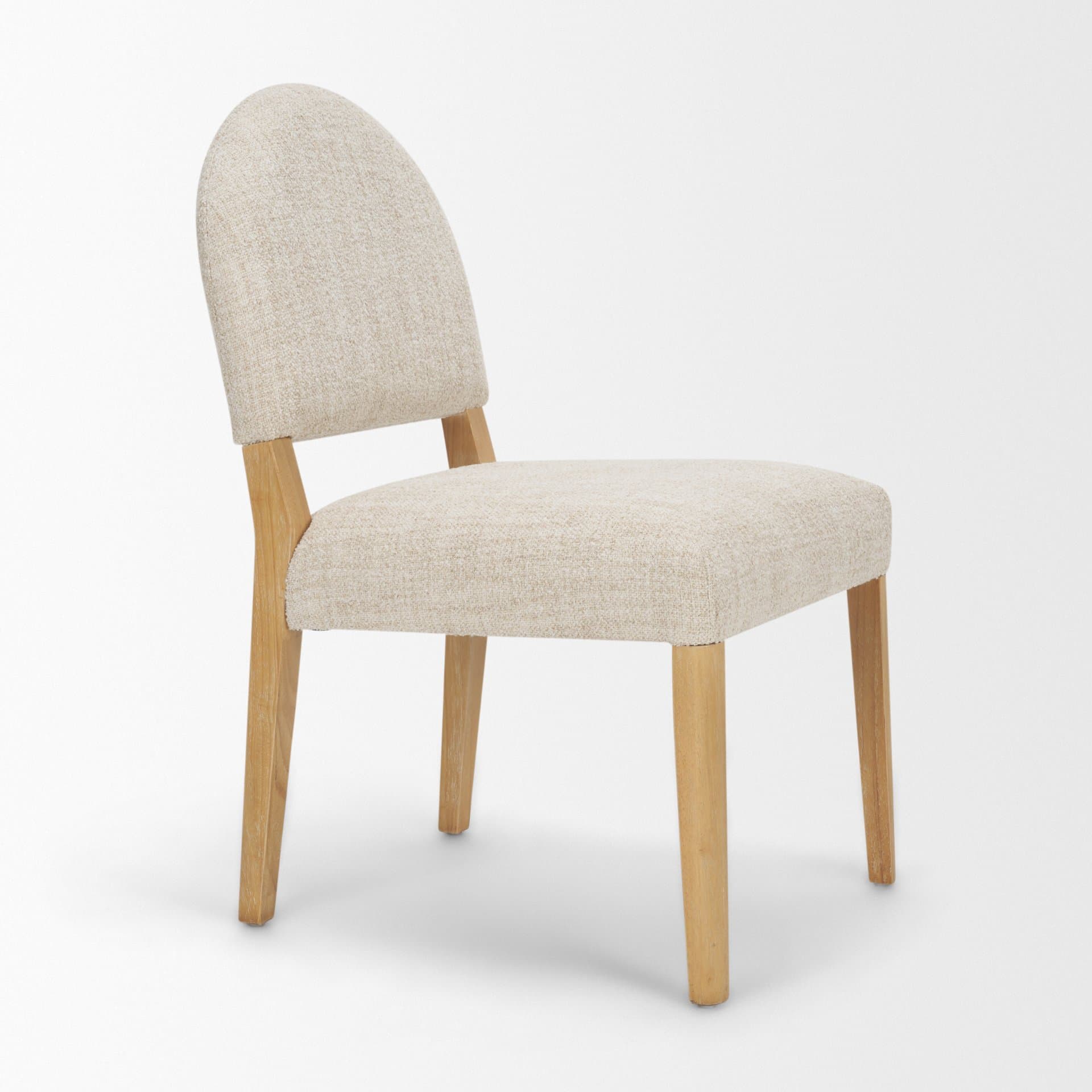 Martie Rounded Back Dining Side Chair | Oatmeal Fabric w/ Wood — product photograph