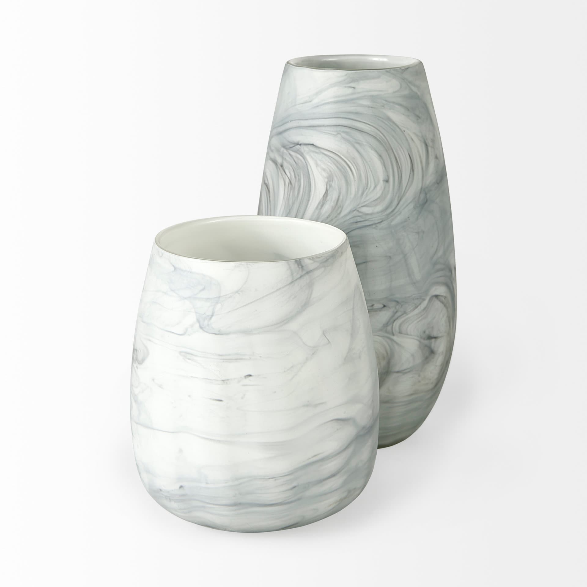 Volta II Tall White Gray Abstract Pattern Glass Vase — product photograph