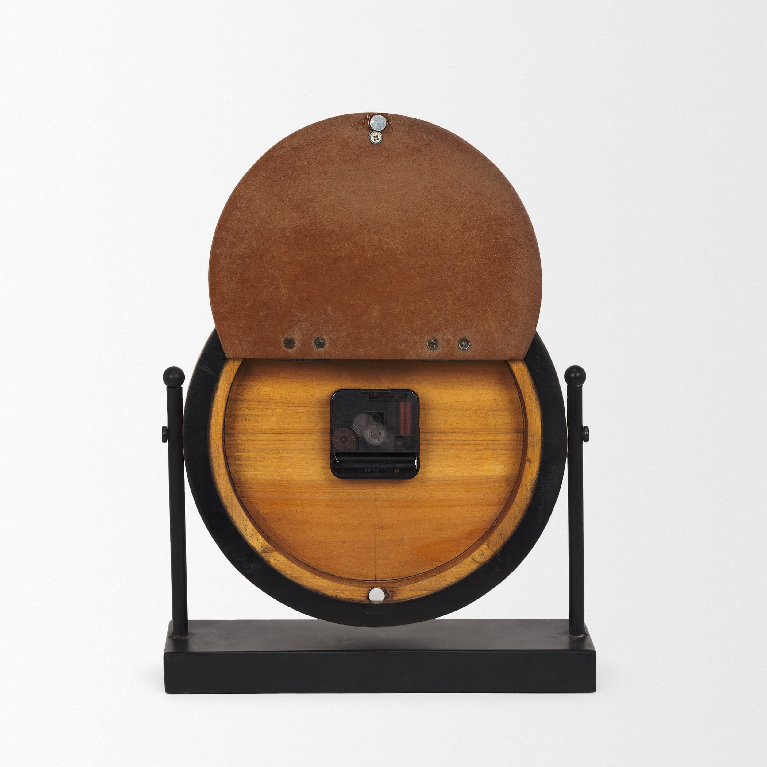 Raja Matte Black Metal w/ Wood Table Clock — product photograph