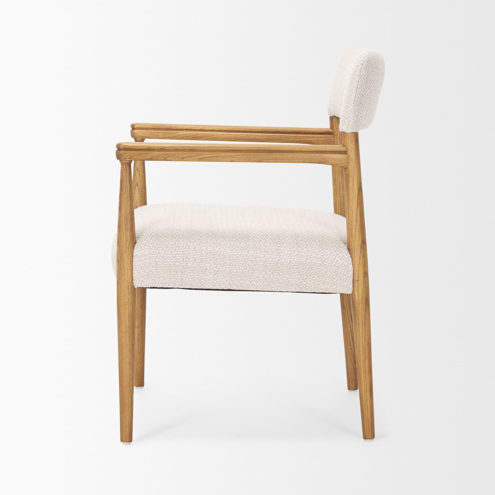 Toni Curved Back Dining Side Chair | Cream Fabric w/ Light Brown Wood — product photograph