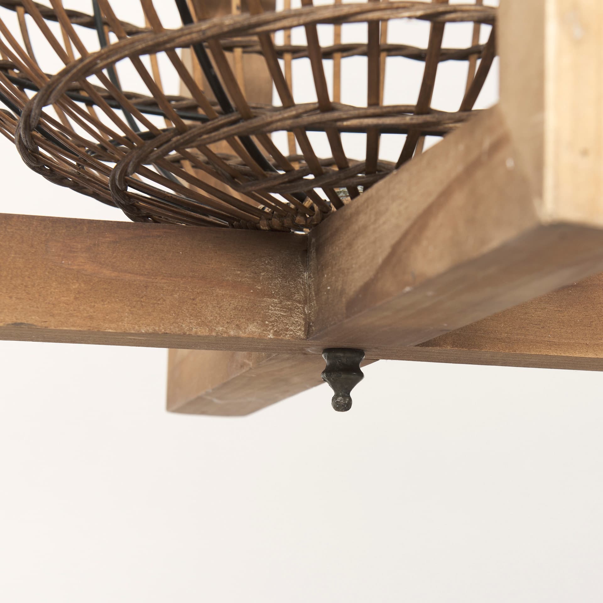 Kiley Warm Wood Basket Lantern Pendant Light — product photograph