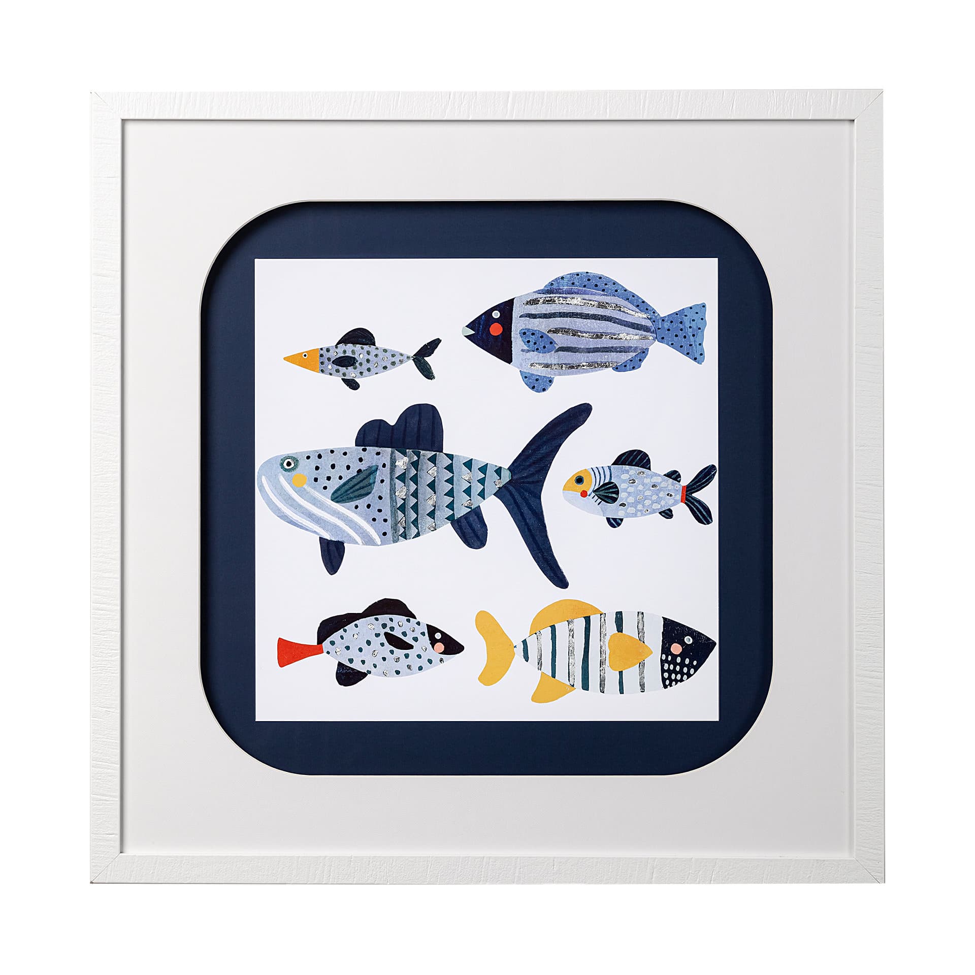 Patterned Fish II by Victoria Barnes a Hand Embellished Textured Framed Art Print Matted under Glass — product photograph