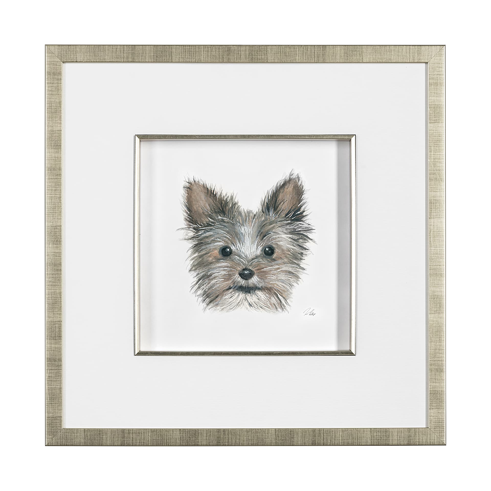 Eddie (Yorkie 1) by Mercana Studio a Hand Embellished Textured Framed Art Print Matted under Glass — product photograph