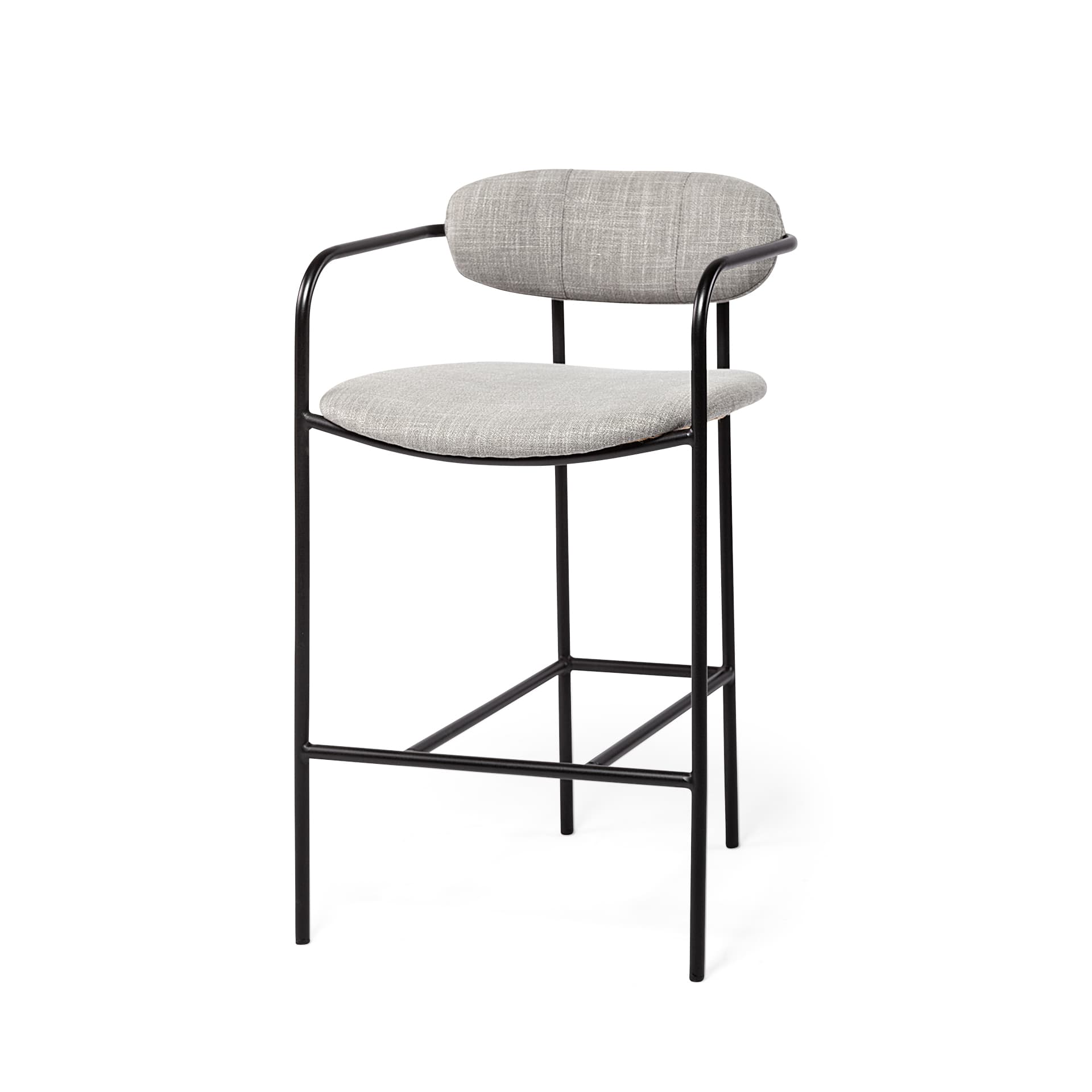 Parker Backless 36in Seat Counter Stool | Gray Fabric w/ Black Metal — product photograph