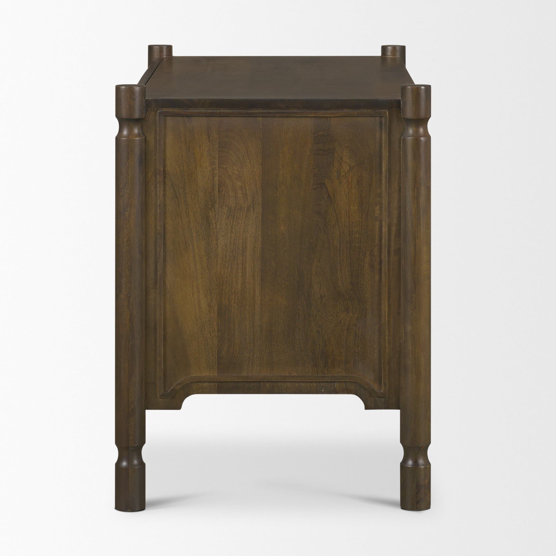 Phil Dark Brown Wood 2 Drawer Nightstand — product photograph