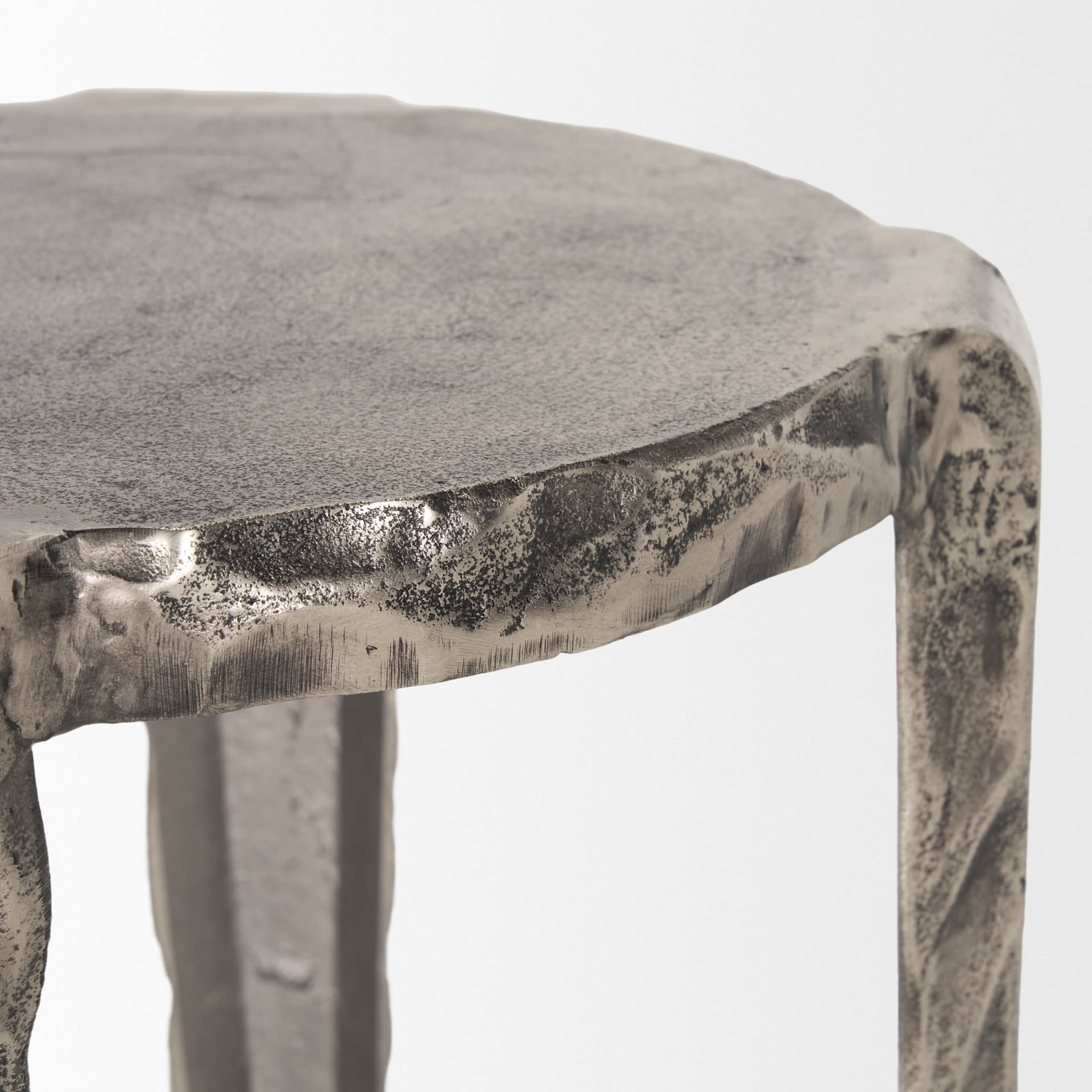 Randy Textured Silver Nickel Cast Aluminum Metal Accent Table — product photograph