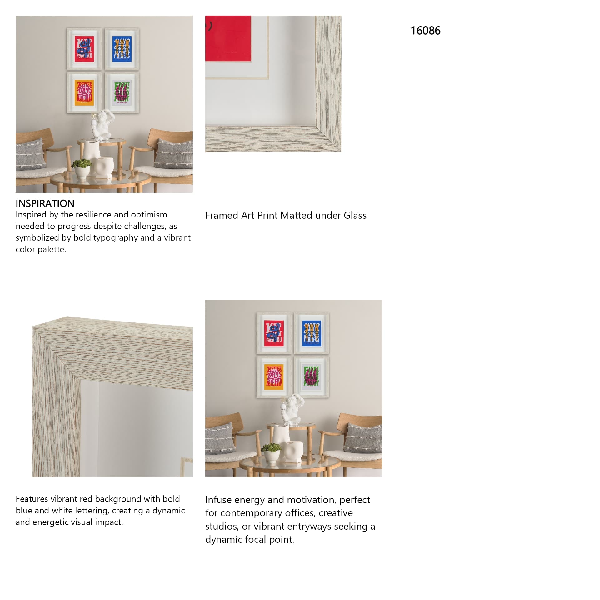 Motivation Mantra I by Michael Mullan Framed Artwork Matted under Glass — product photograph