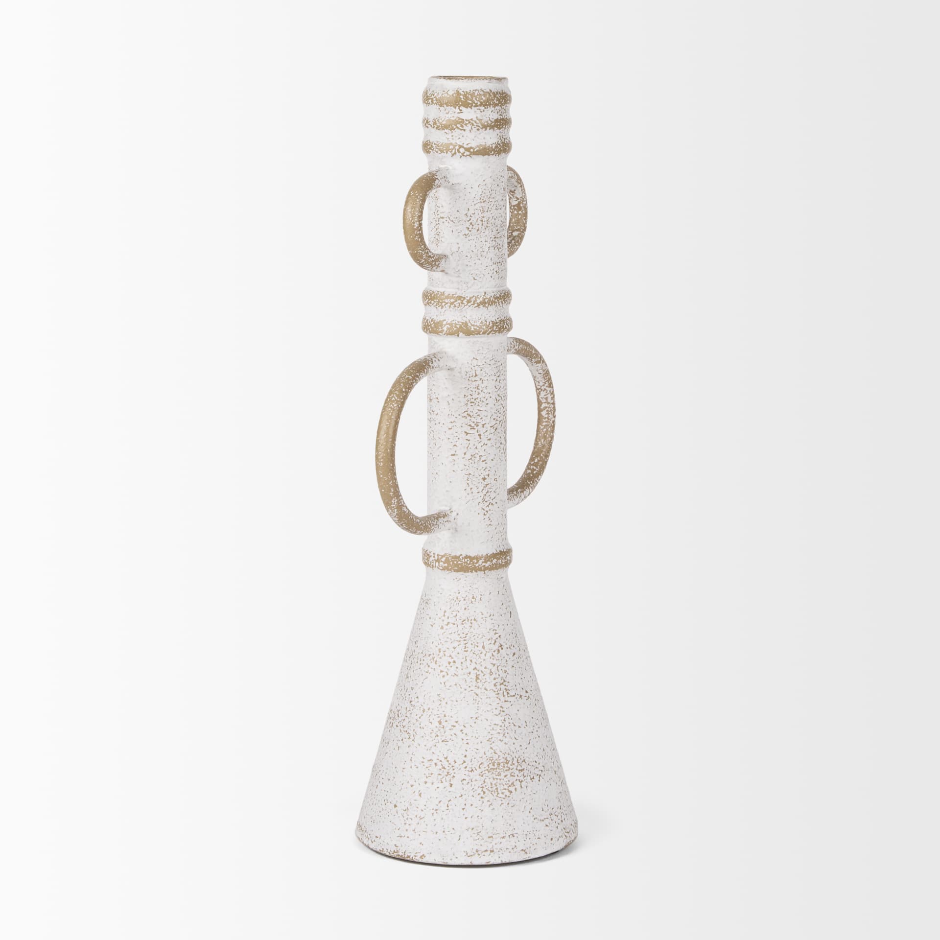Ziva Large Distressed White Metal Sculptural Object — product photograph