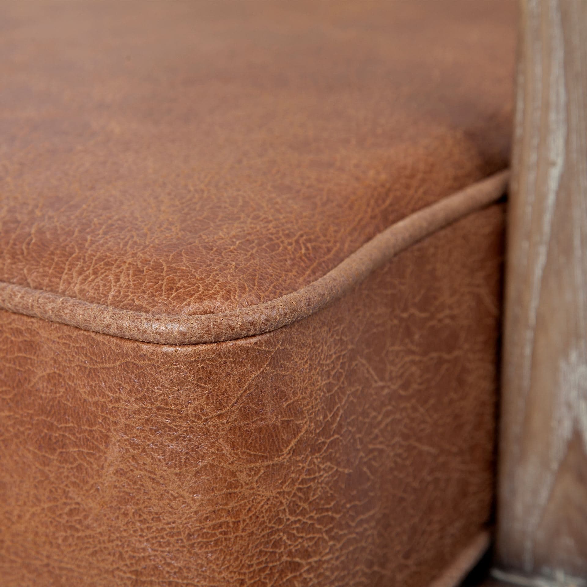 Harman II Cream Fabric and Brown Leather Seat Accent Chair — product photograph