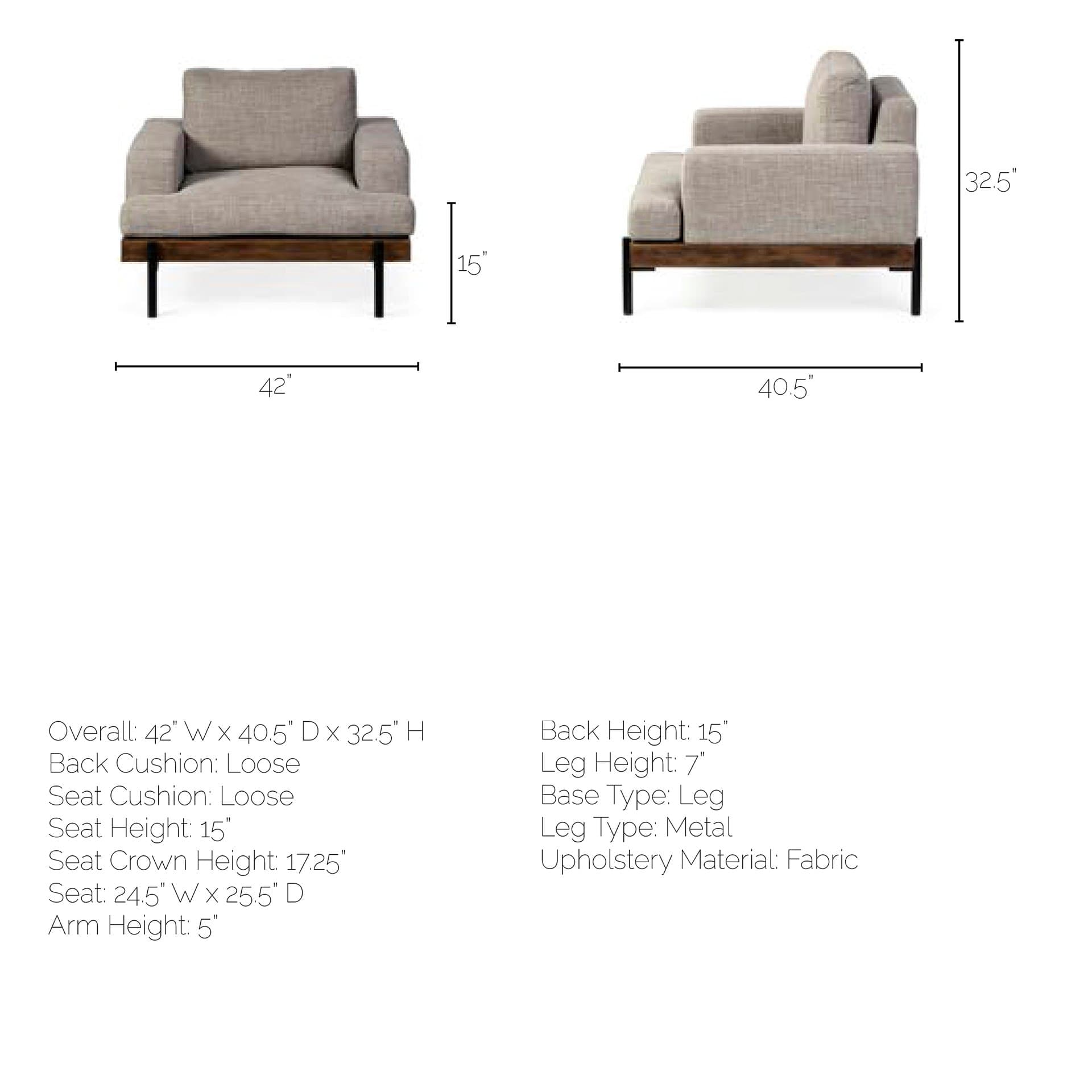 Colburne I Gray Fabric W/ Wood and Iron Frame Accent Chair — product photograph