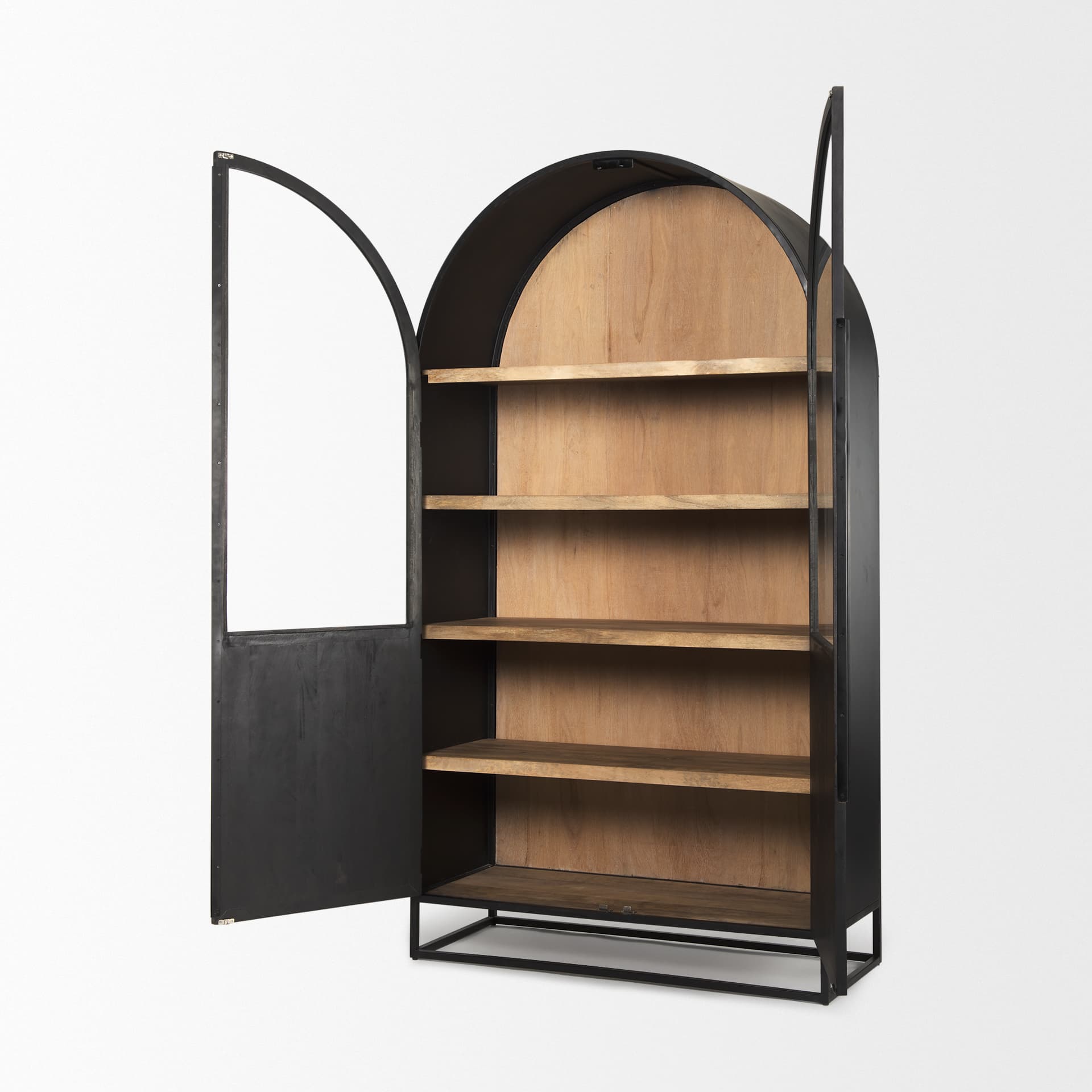 Sloan 47.5W x 85.5H Black Wood W/Black Metal Frame Arch Cabinet — product photograph