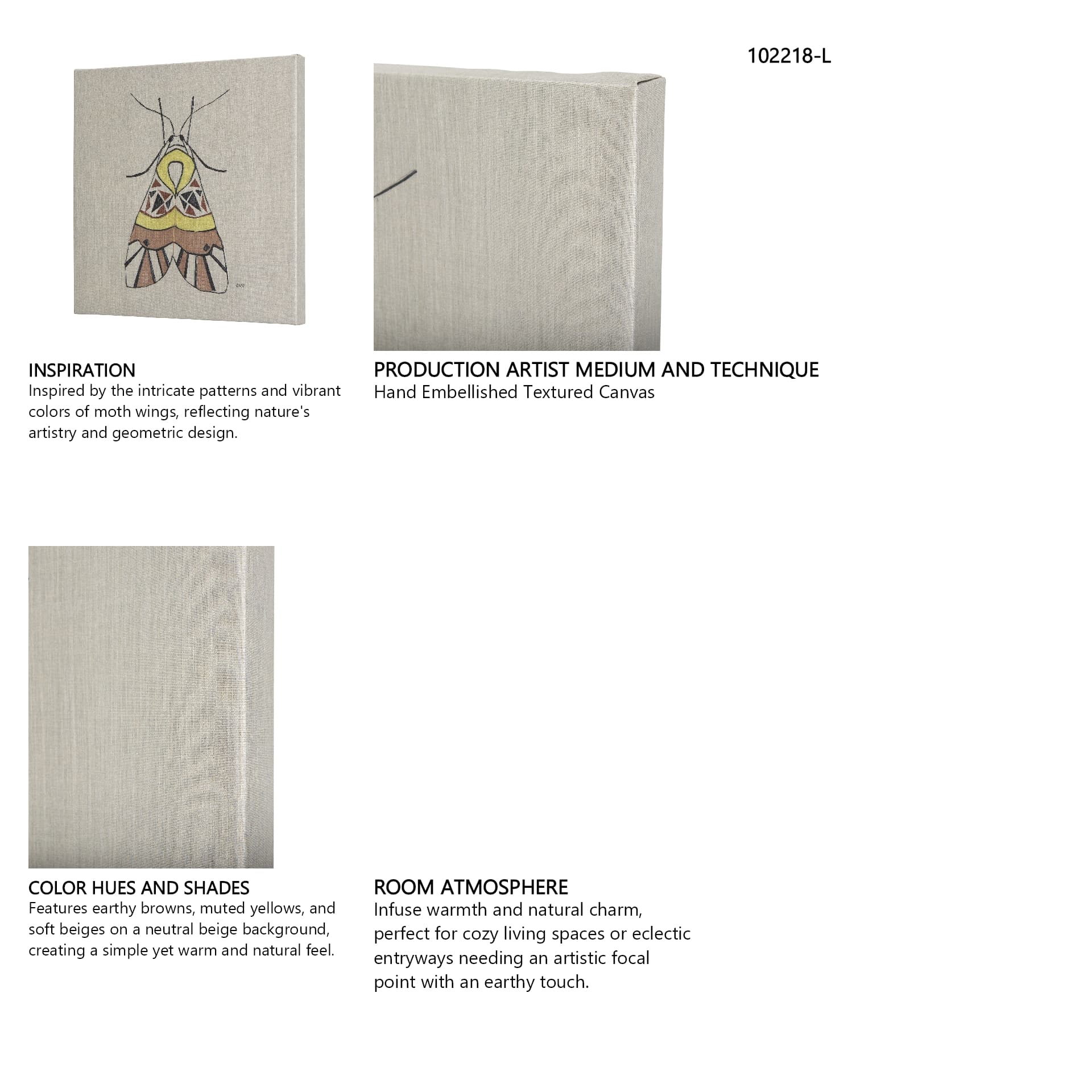 Moth II by Mercana Studio a Hand Embellished Textured Canvas — in a styled room