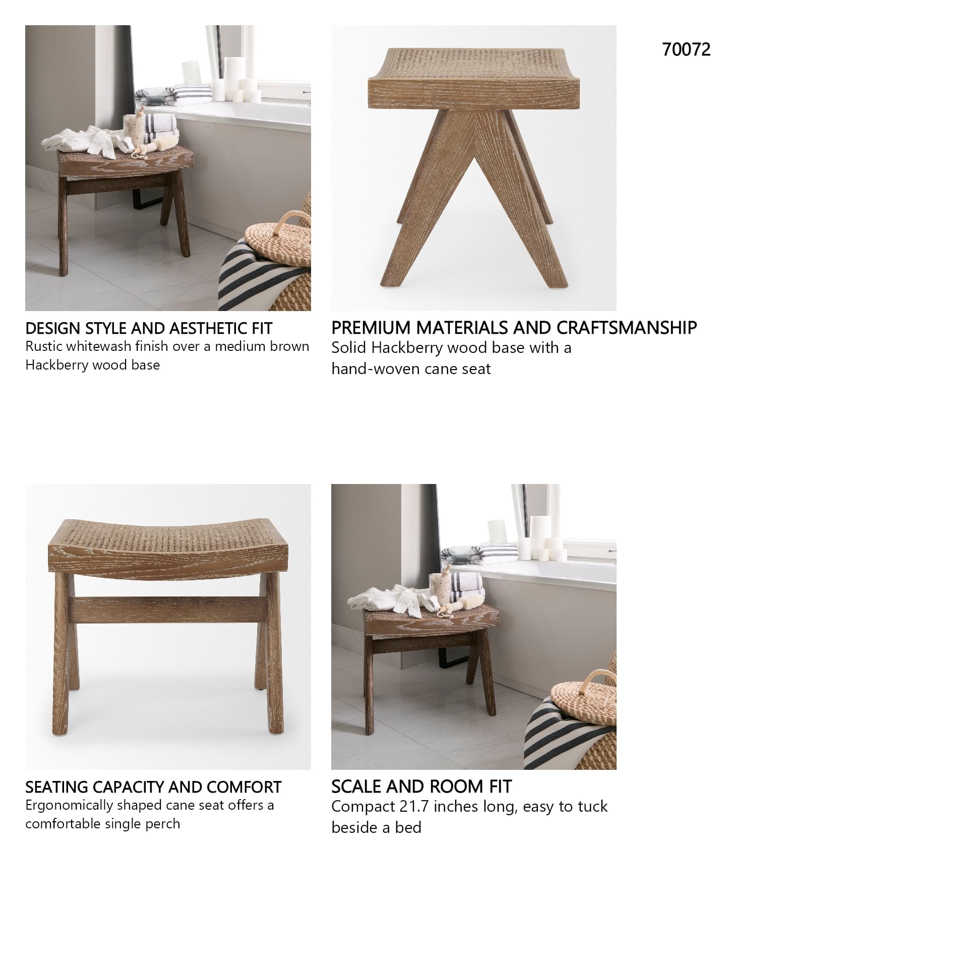 Arvin 21.7L x 17.7W x 18.1H Medium Brown Wooden Stool — in a styled room