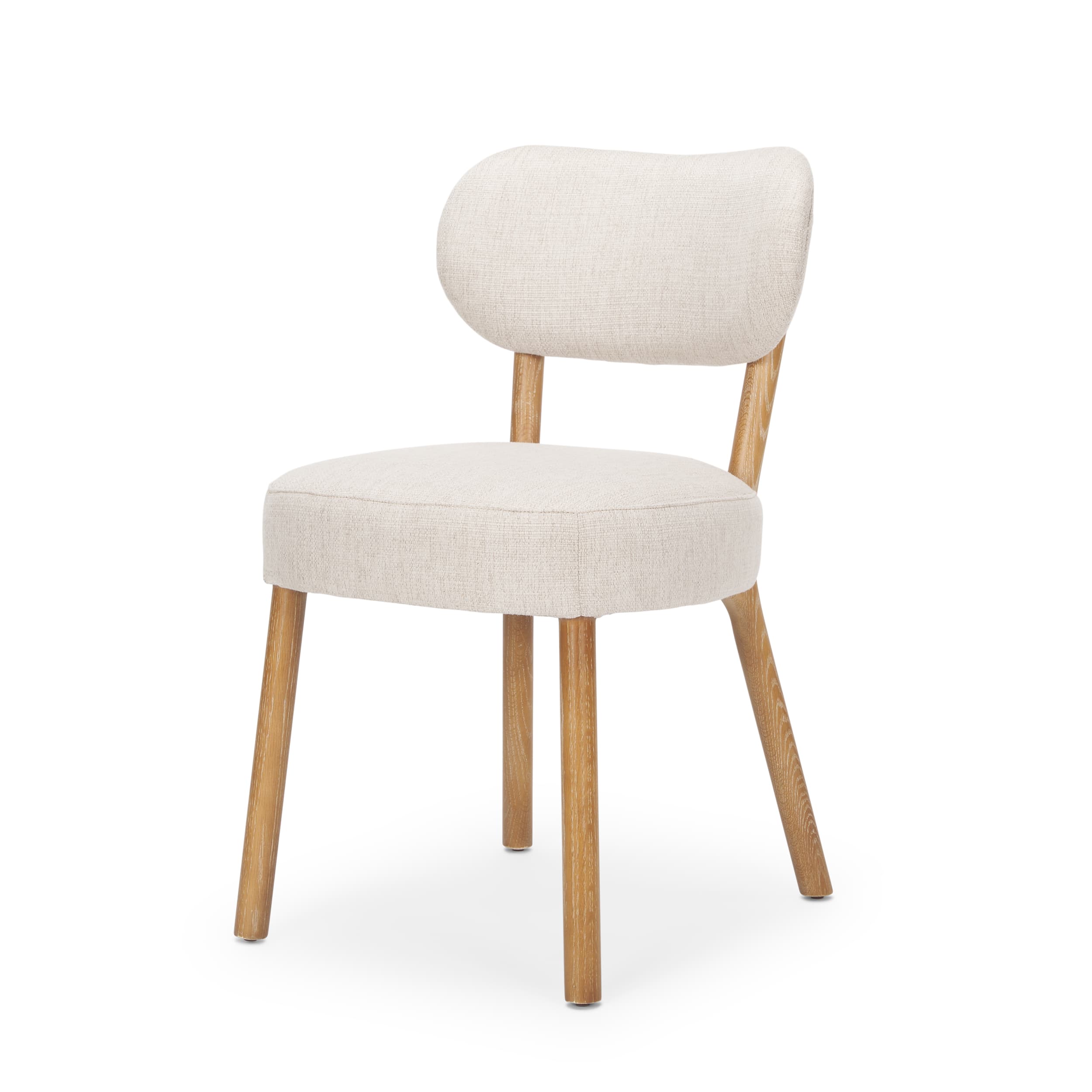 Owen Curved Back Dining Side Chair | Beige Fabric w/ Brown Wood — product photograph
