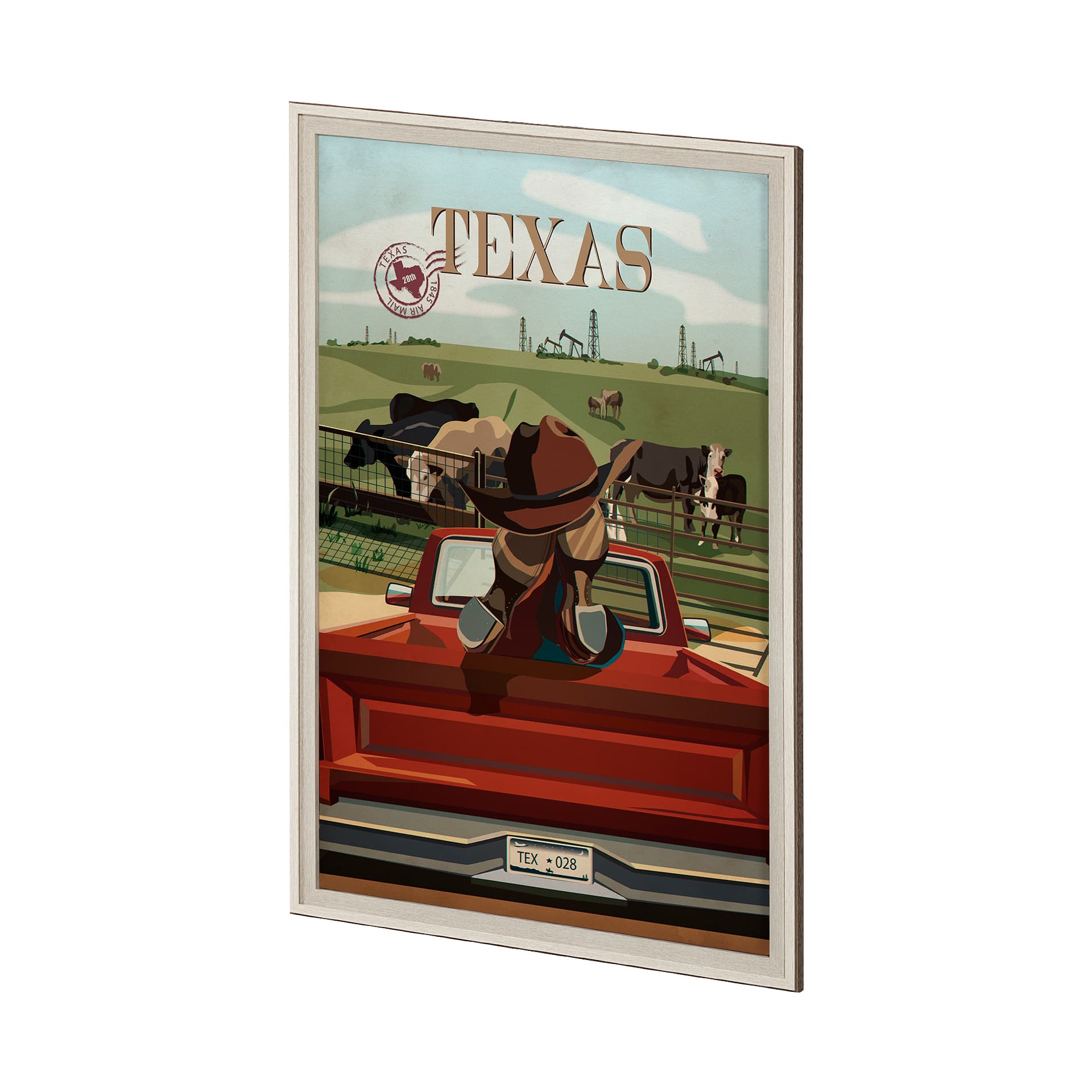 Texas Go USA (XL) by Mercana Studio a Hand Embellished Decograph Framed Art Print under Glass — product photograph
