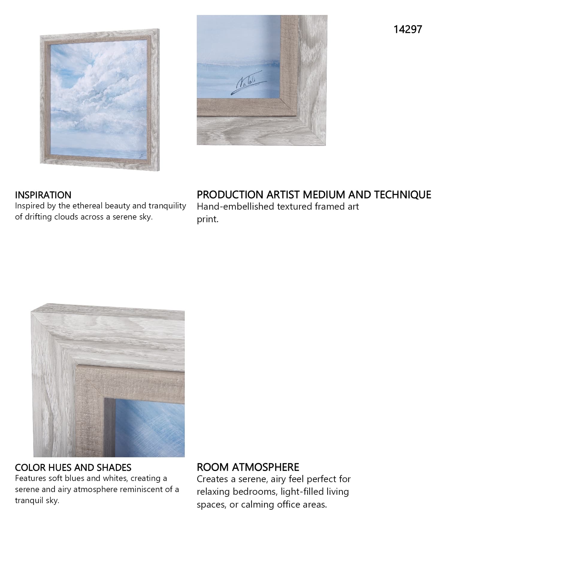 Day cloud II by Mercana Studio a Hand Embellished Textured Framed Art Print — in a styled room