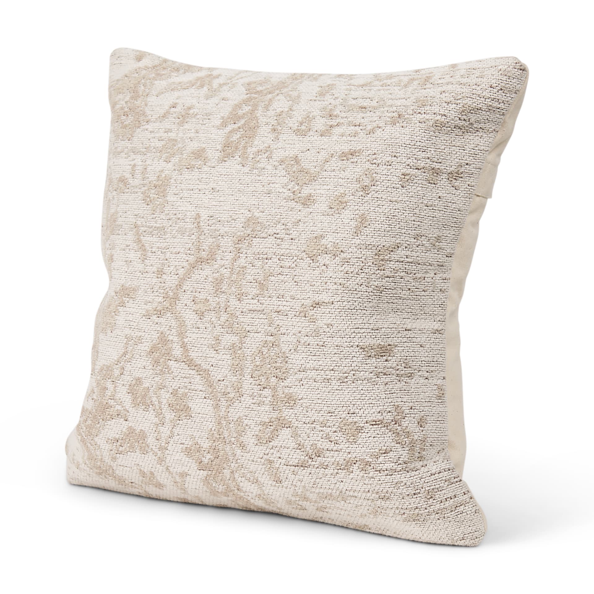 Khloe 20x20 Cream Square Pillow Cover w/Non-Allergen Filler — product photograph