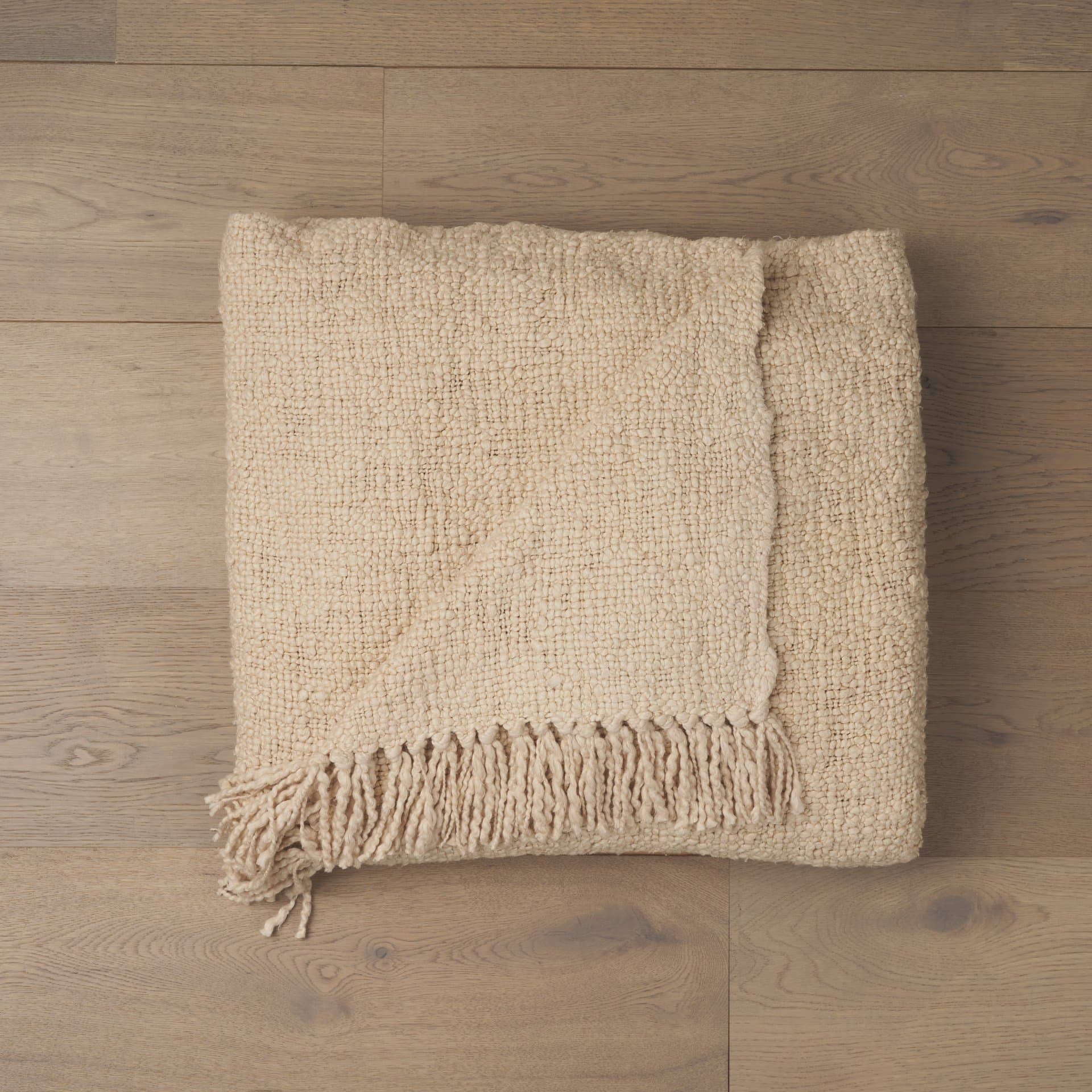 Kambal Light Beige Woven Cotton Throw Blanket — product photograph