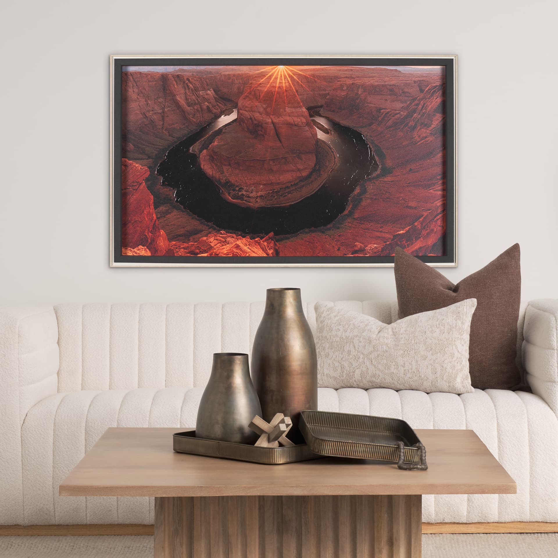 Horseshoe Bend by Gary Blatter a Hand Embelished Textured Framed Photo Art Print — in a styled room