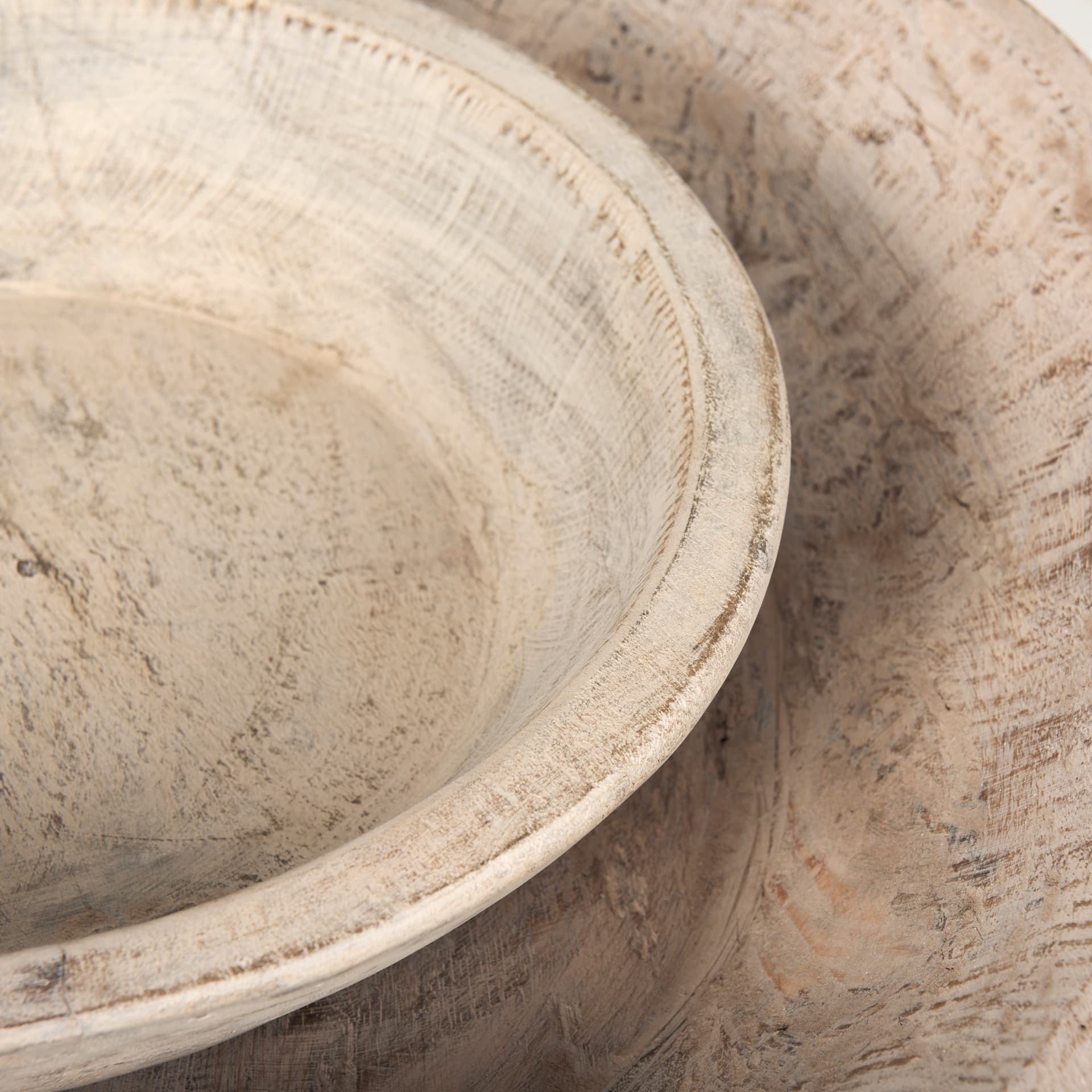 Nikita Set of 2 Large Light-Wash Reclaimed Wood Bowls — product photograph