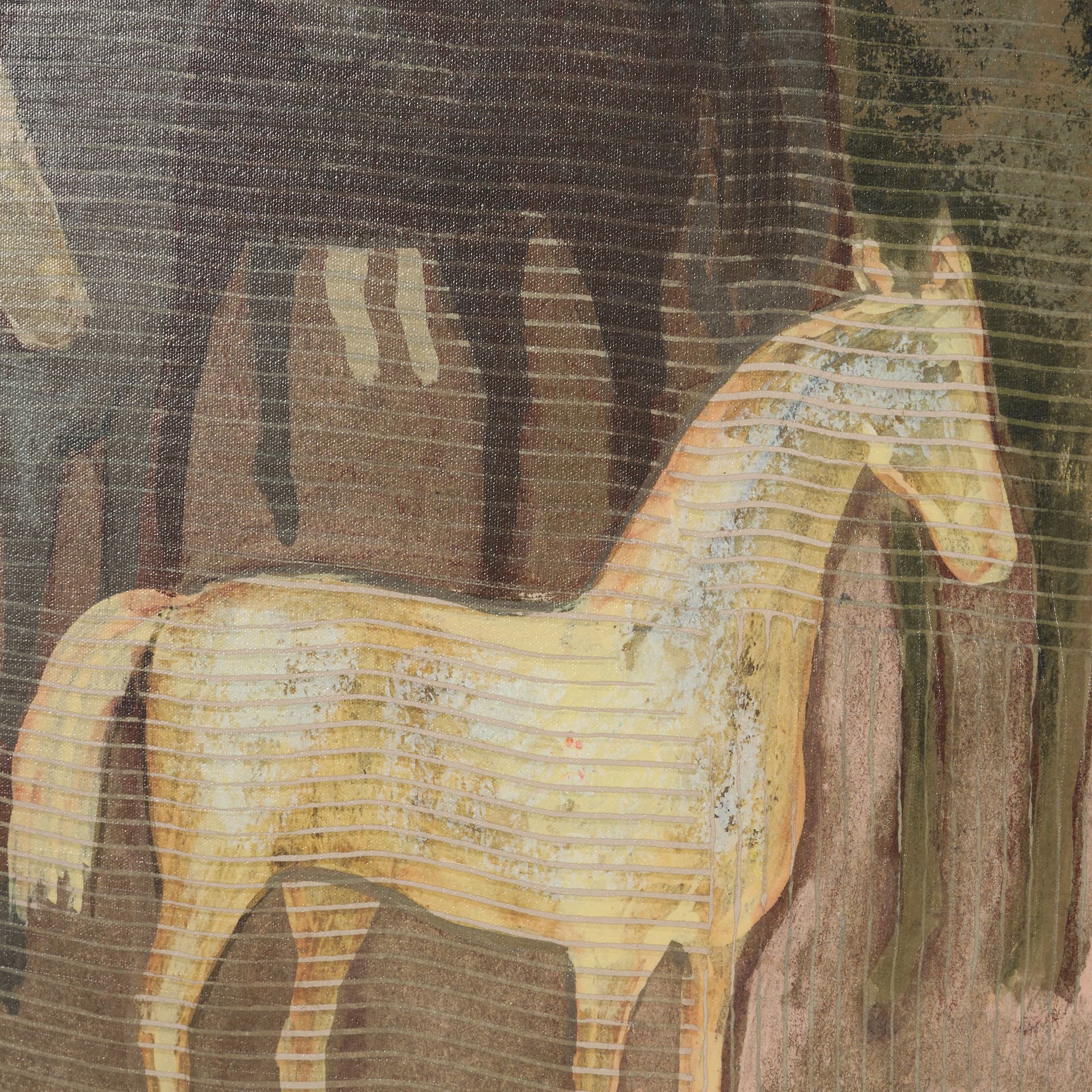 Horse Herd by Mercana Studio Hand-Embellished Textured Framed Artwork Matted under Glass — product photograph