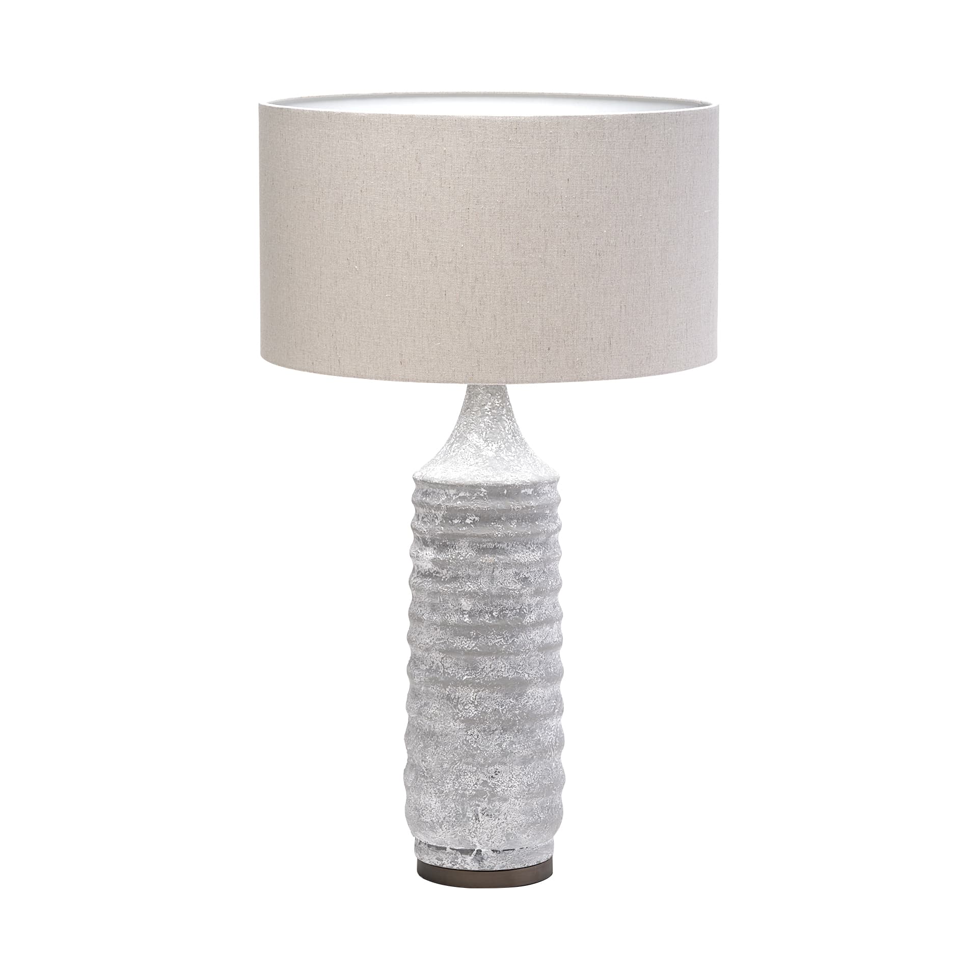 Harlan (30.5"H) Beige-Toned Fabric Shade Gray Concrete Base Table Lamp — product photograph
