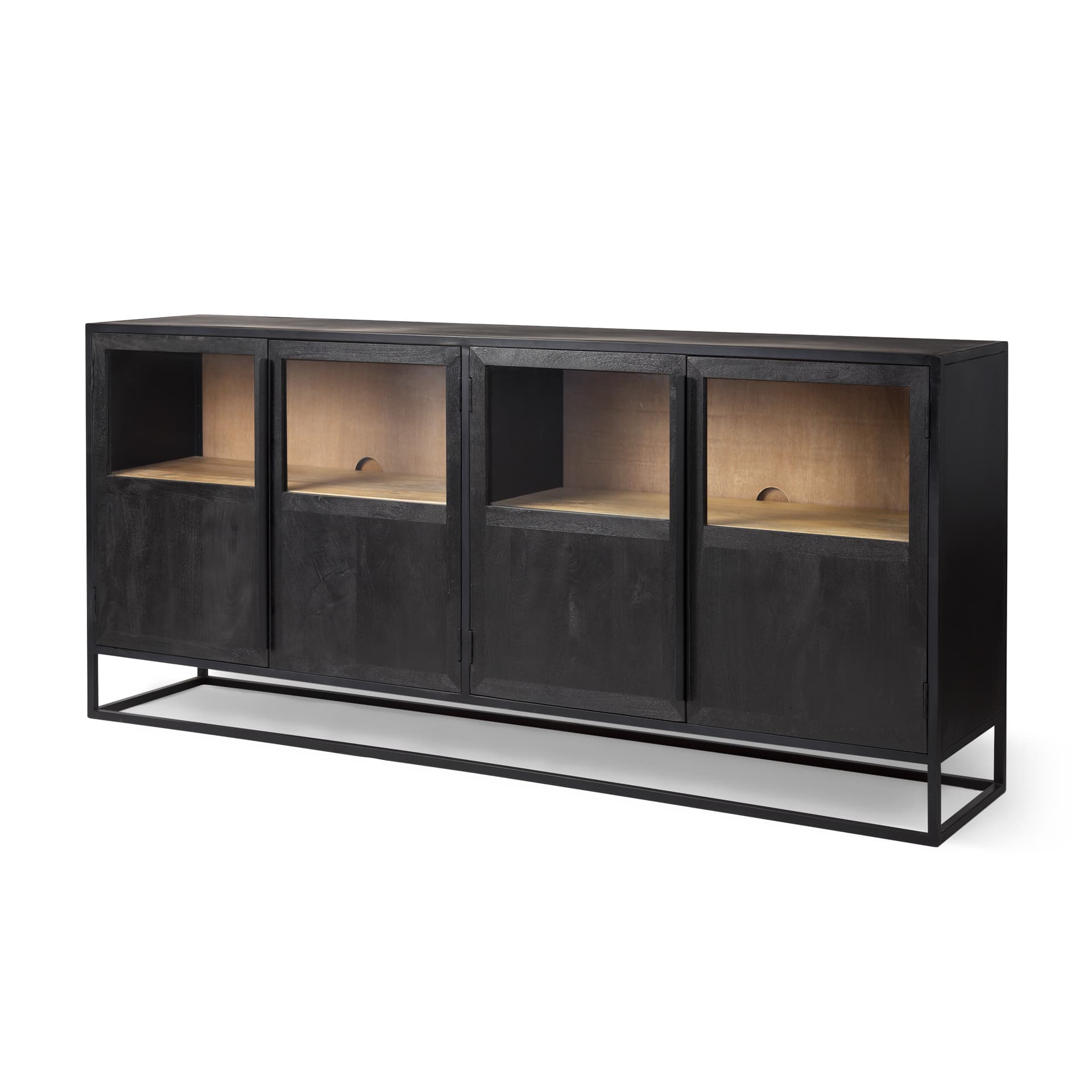 Sloan 80.0L x 17.0W x 36.0H Black Wood W/Black Metal Frame Sideboard — product photograph