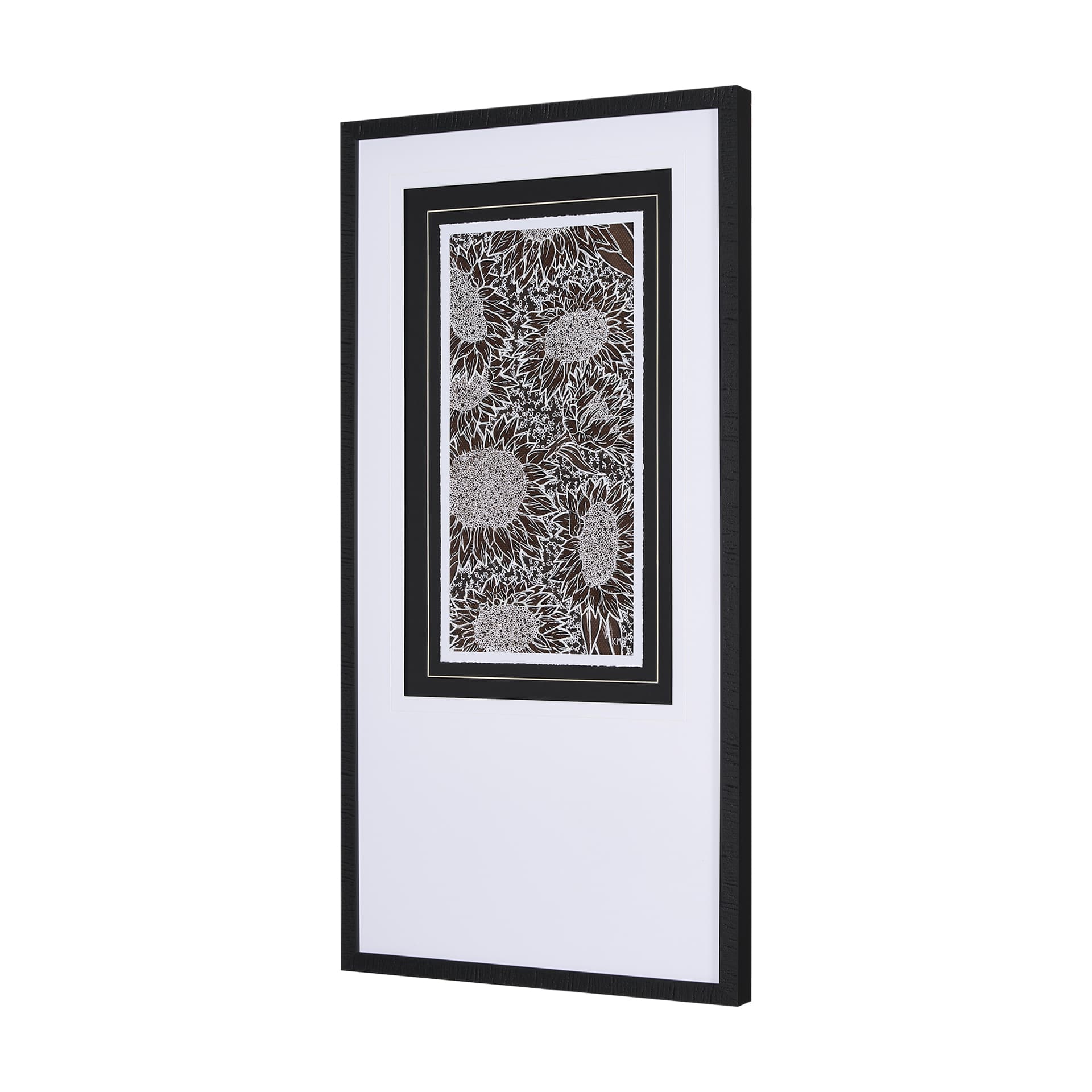 Sunflower Fest II by Mercana Studio a Hand Embellished Textured Framed Art Print Matted under Glass — product photograph
