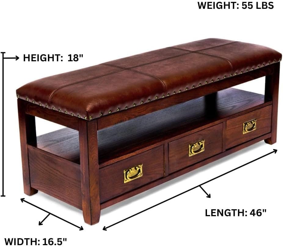 Entryway Storage Bench HR330 Cherry Finish — product photograph