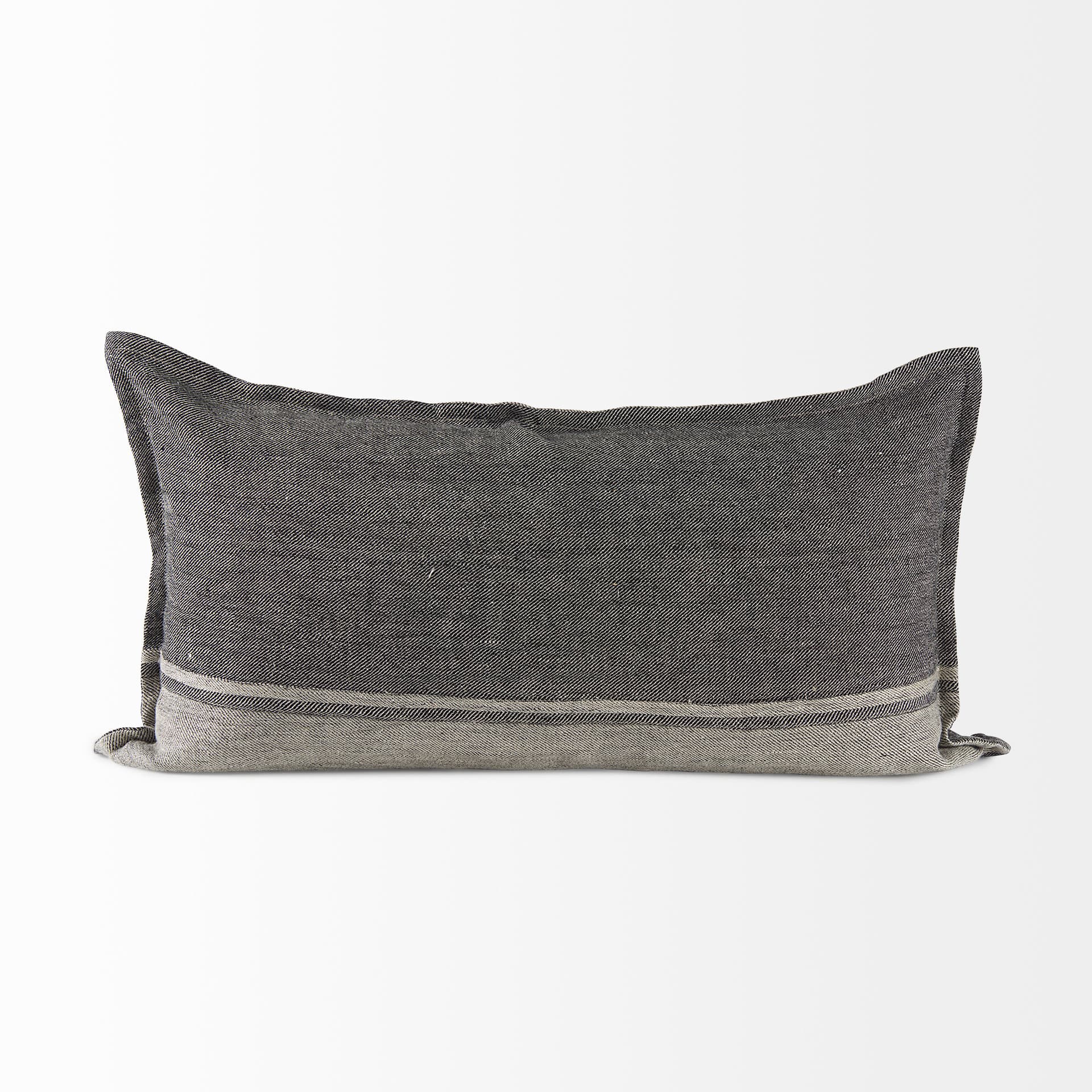 Zadie 14x26 Light Gray and Dark Gray Fabric Color Blocked Pillow Cover — product photograph