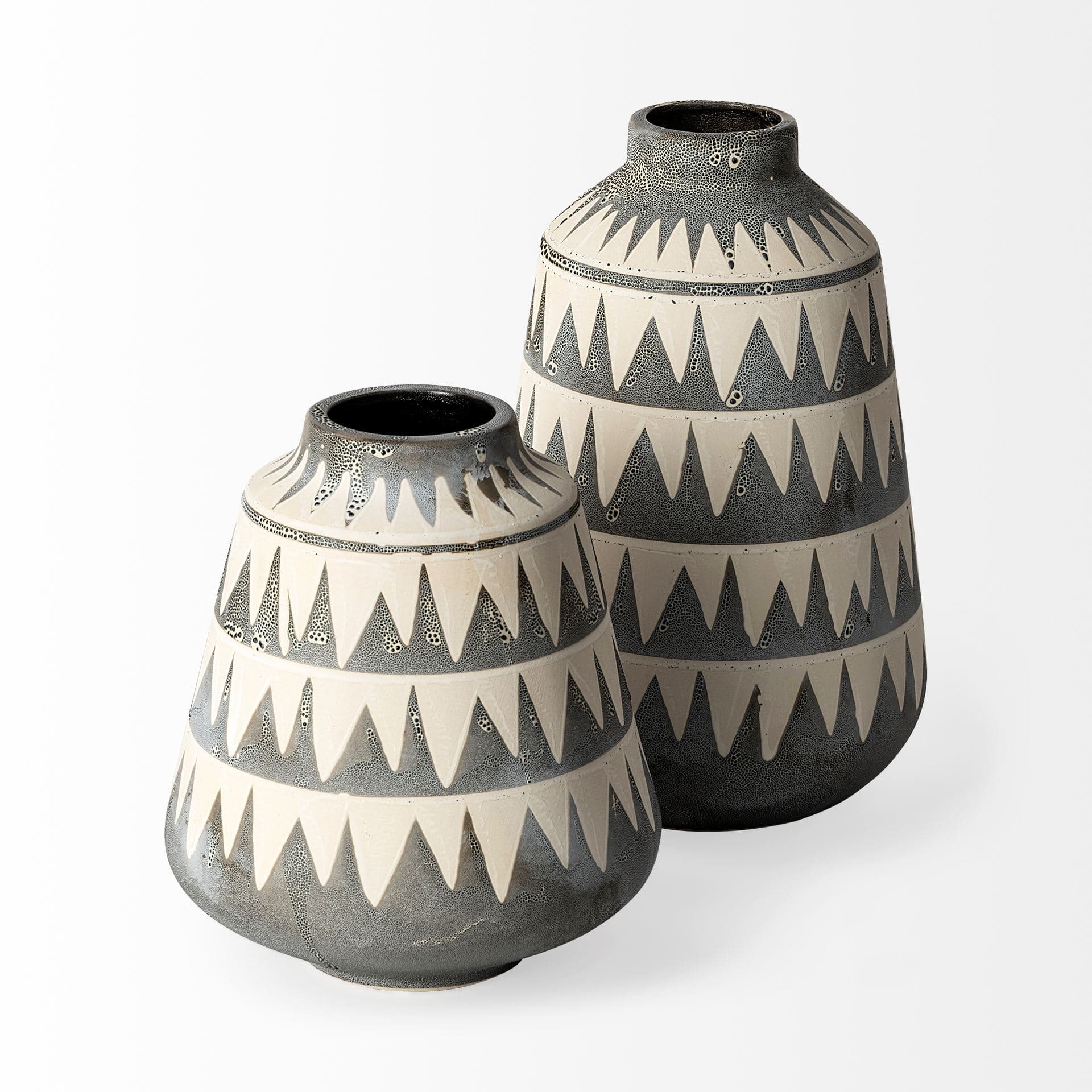 Delaney Large Gray Patterned Ceramic Vase — product photograph