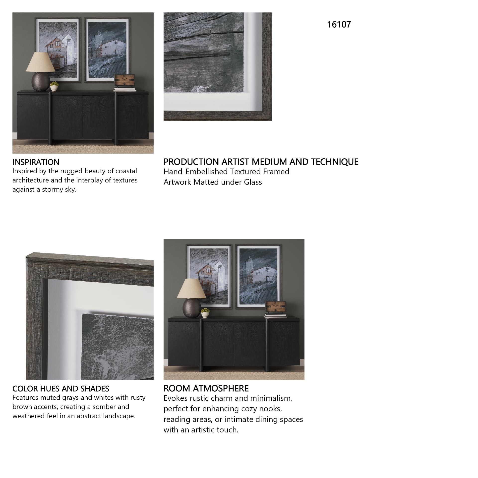 Community 3D by Mercana Studio Hand-Embellished Textured Framed Artwork Matted under Glass — in a styled room