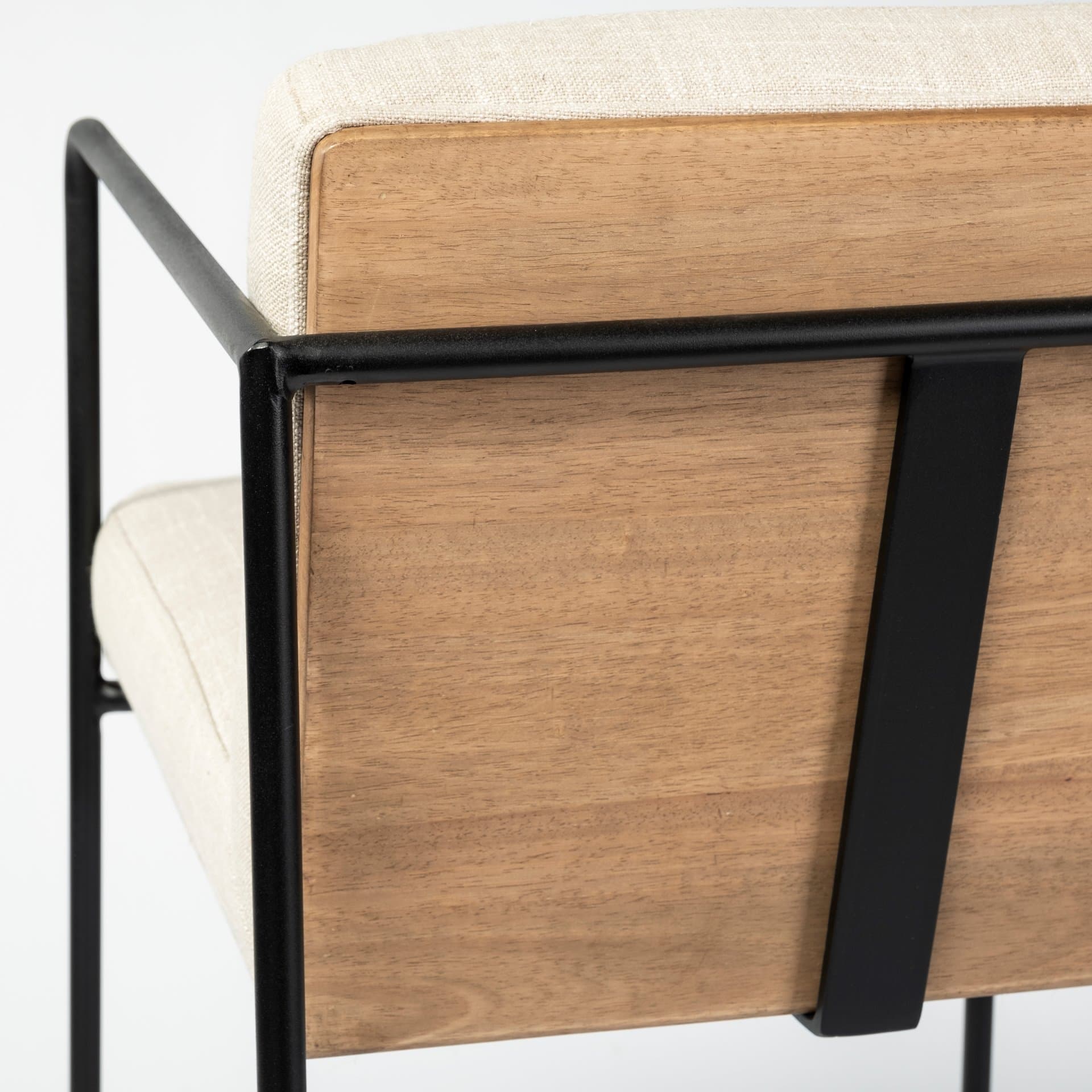 Stamford Backless 40in Seat Bar Stool | Beige Fabric w/ Black Metal — product photograph