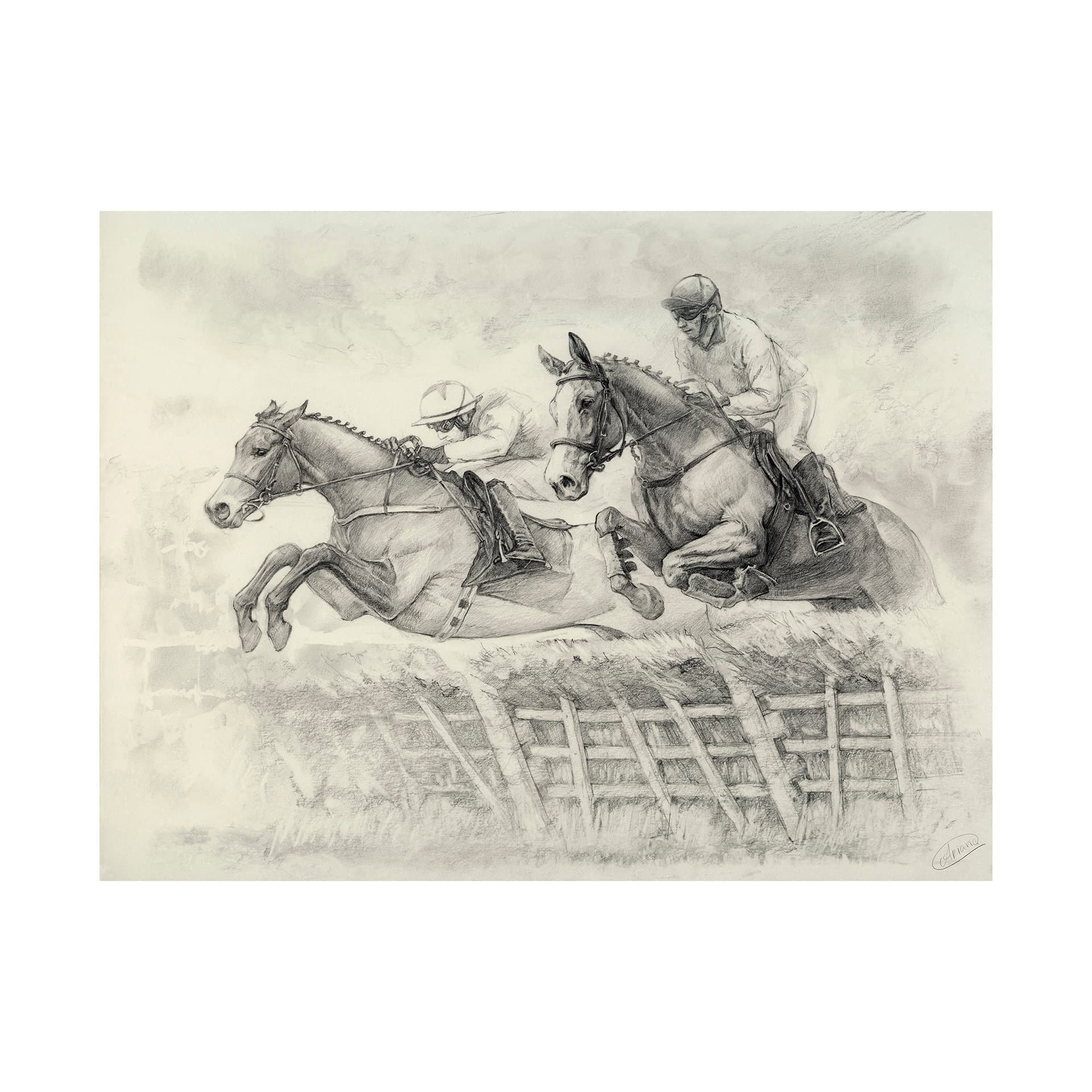 Horse Racing II by Mercana Studio a Hand Embellished Textured Canvas — product photograph